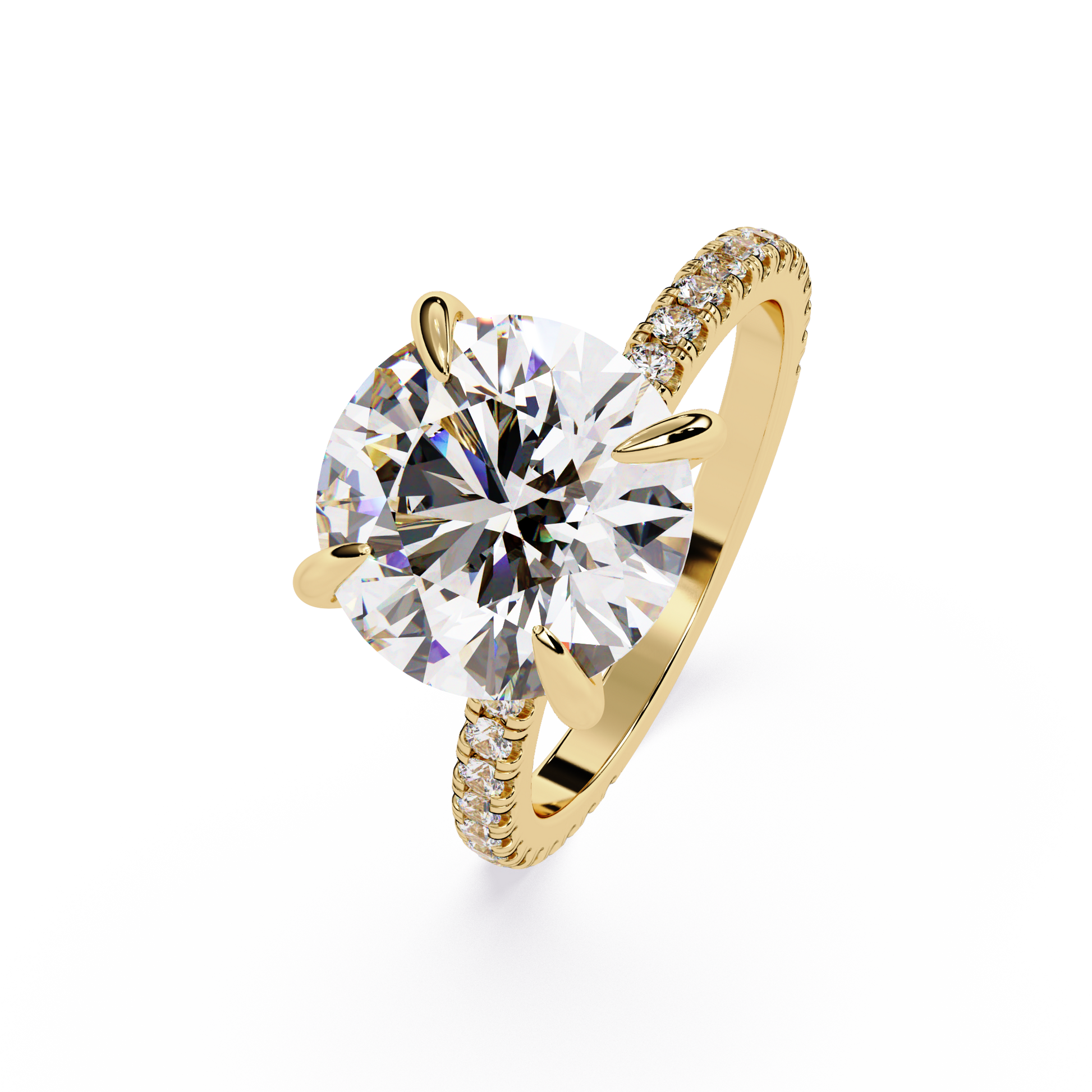 Round Cut Lab grown Diamond Accented Ring in Hidden Halo