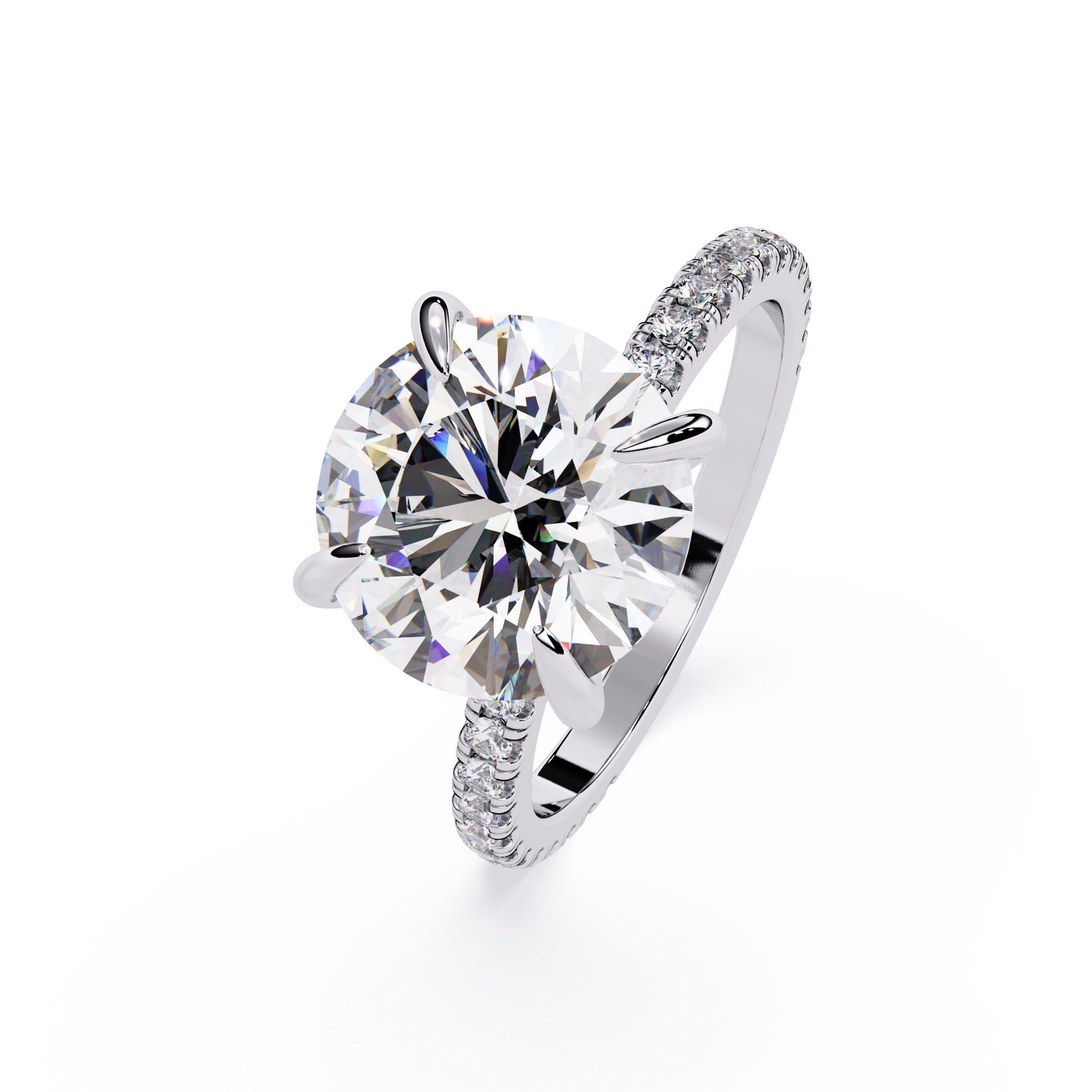 Round Cut Lab grown Diamond Accented Ring in Hidden Halo