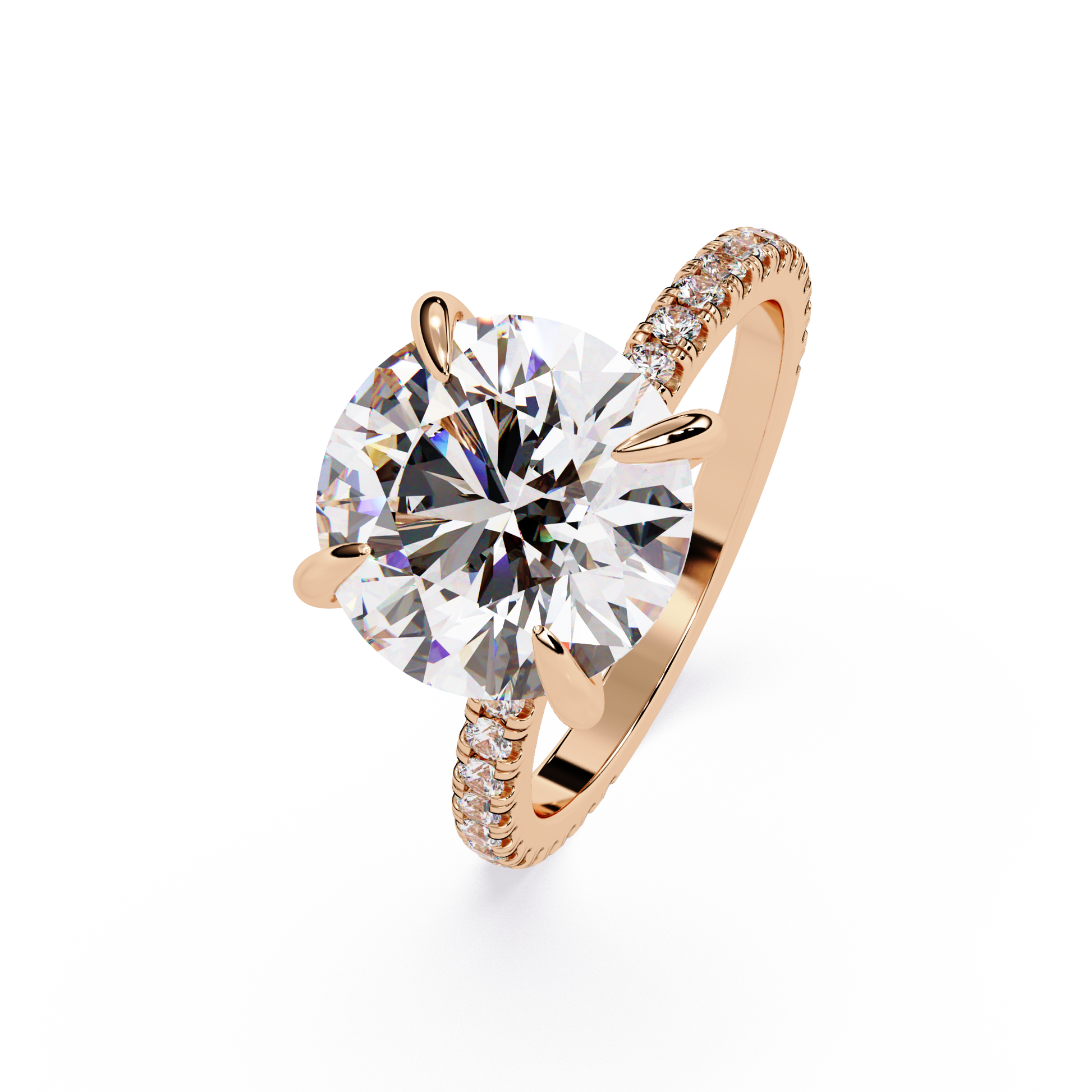 Round Cut Lab grown Diamond Accented Ring in Hidden Halo