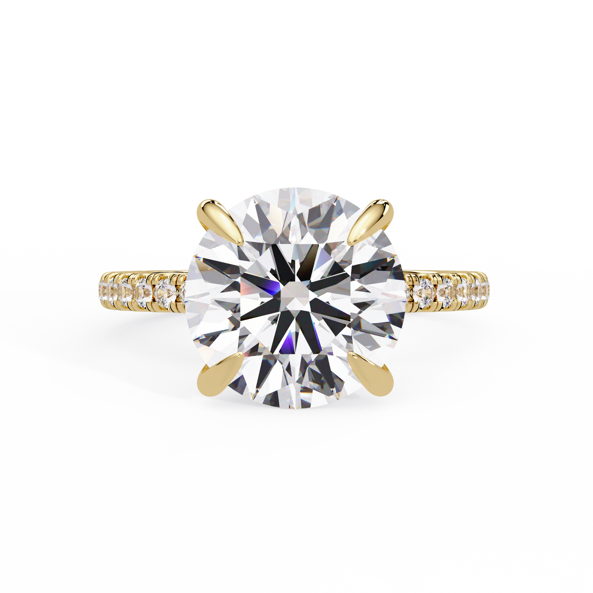 Round Cut Lab grown Diamond Accented Ring in Hidden Halo