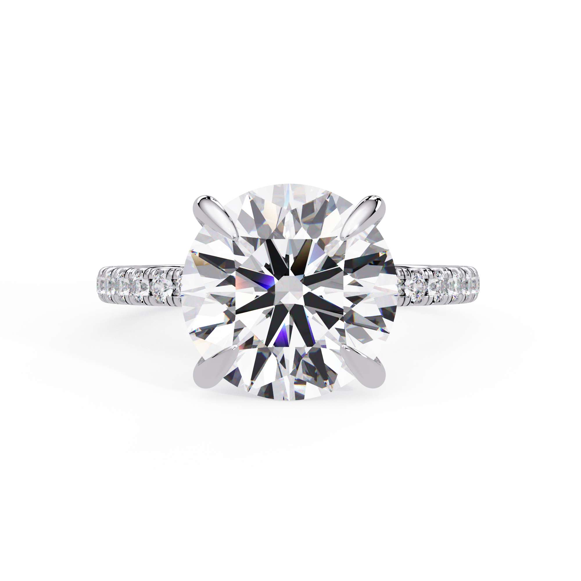 Round Cut Lab grown Diamond Accented Ring in Hidden Halo