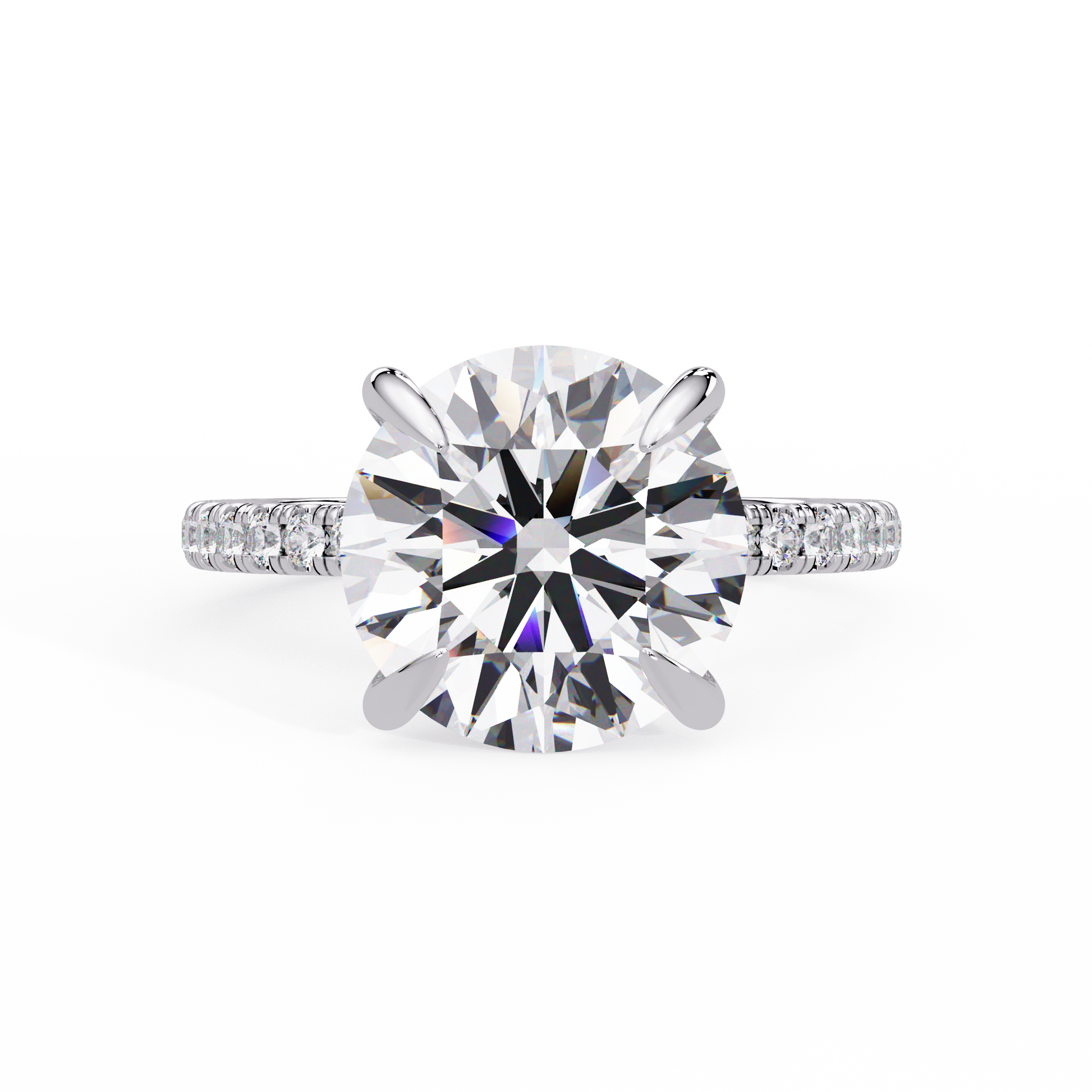 Round Cut Lab grown Diamond Accented Ring in Hidden Halo