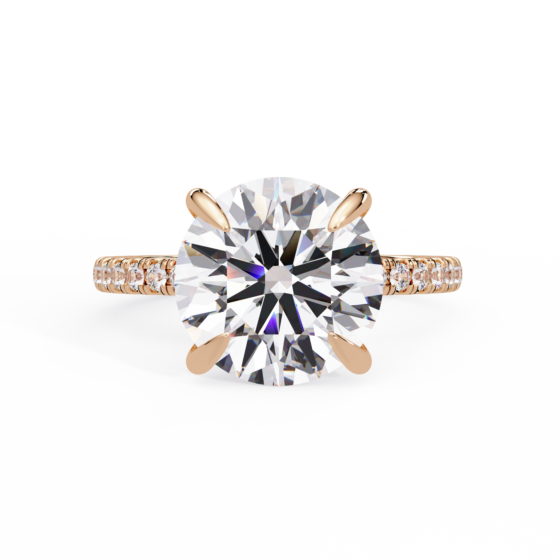 Round Cut Lab grown Diamond Accented Ring in Hidden Halo