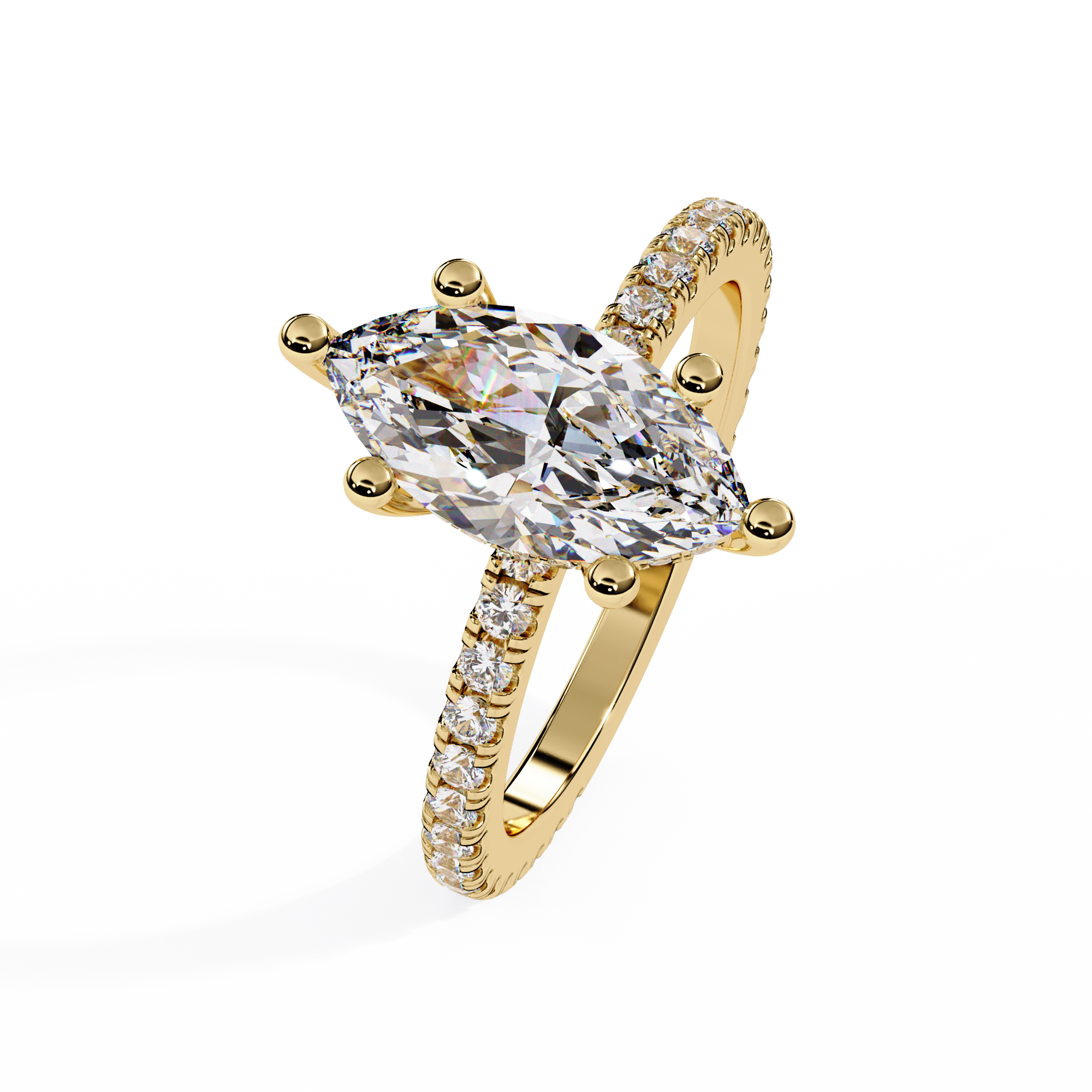 Marquise Cut Lab Grown Diamond Bridal Set Floral Vine Pavé Wedding Ring