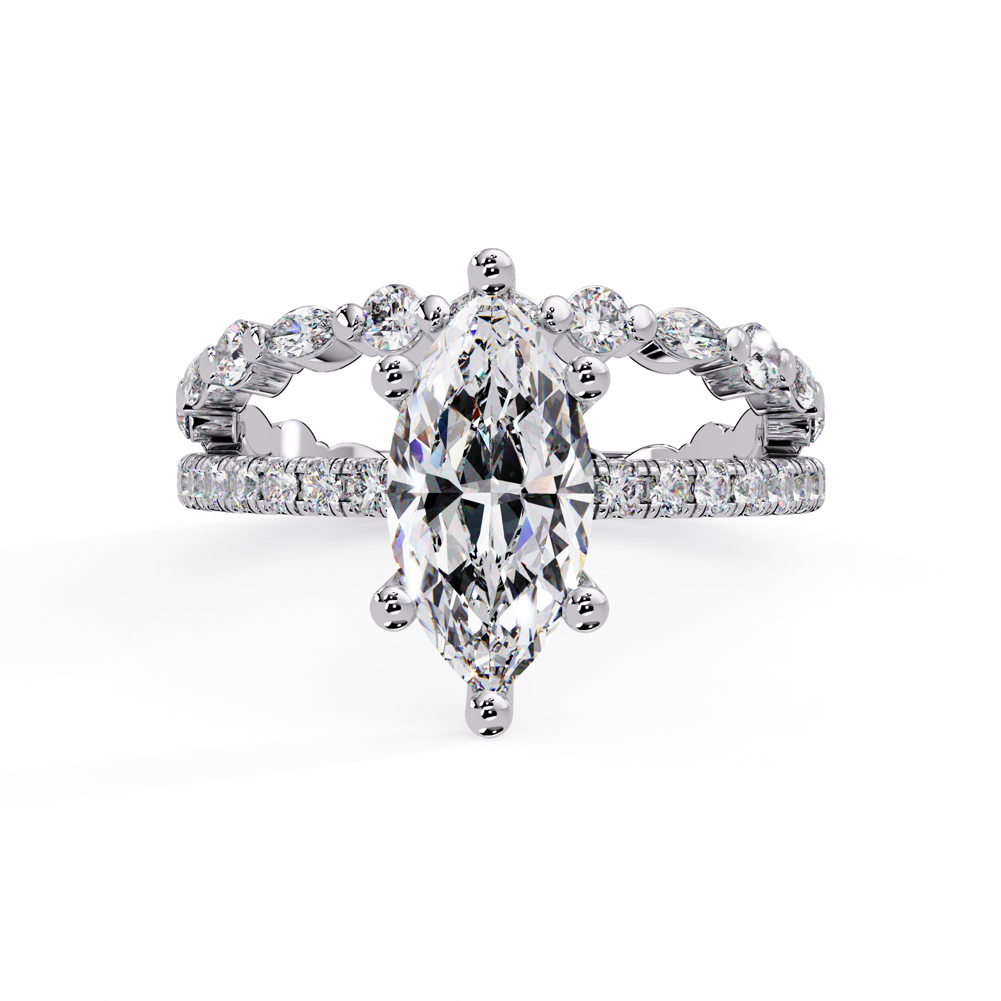 Marquise Cut Lab Grown Diamond Accented Ring