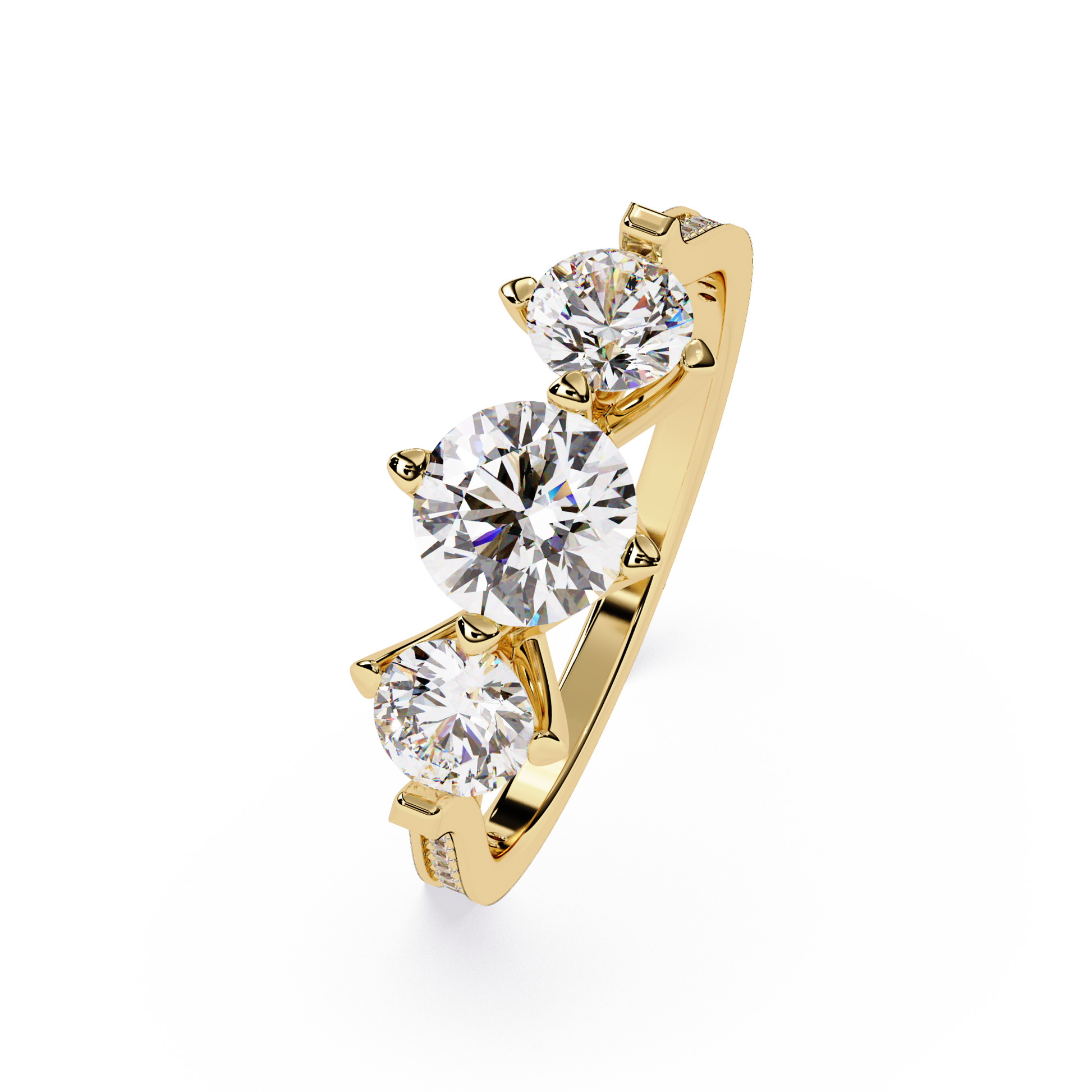 Three Stone Round Cut Lab Grown Diamond Ring