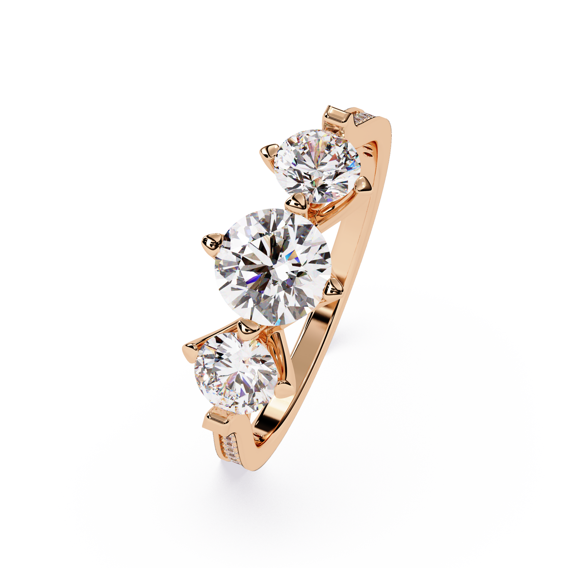 Three Stone Round Cut Lab Grown Diamond Ring