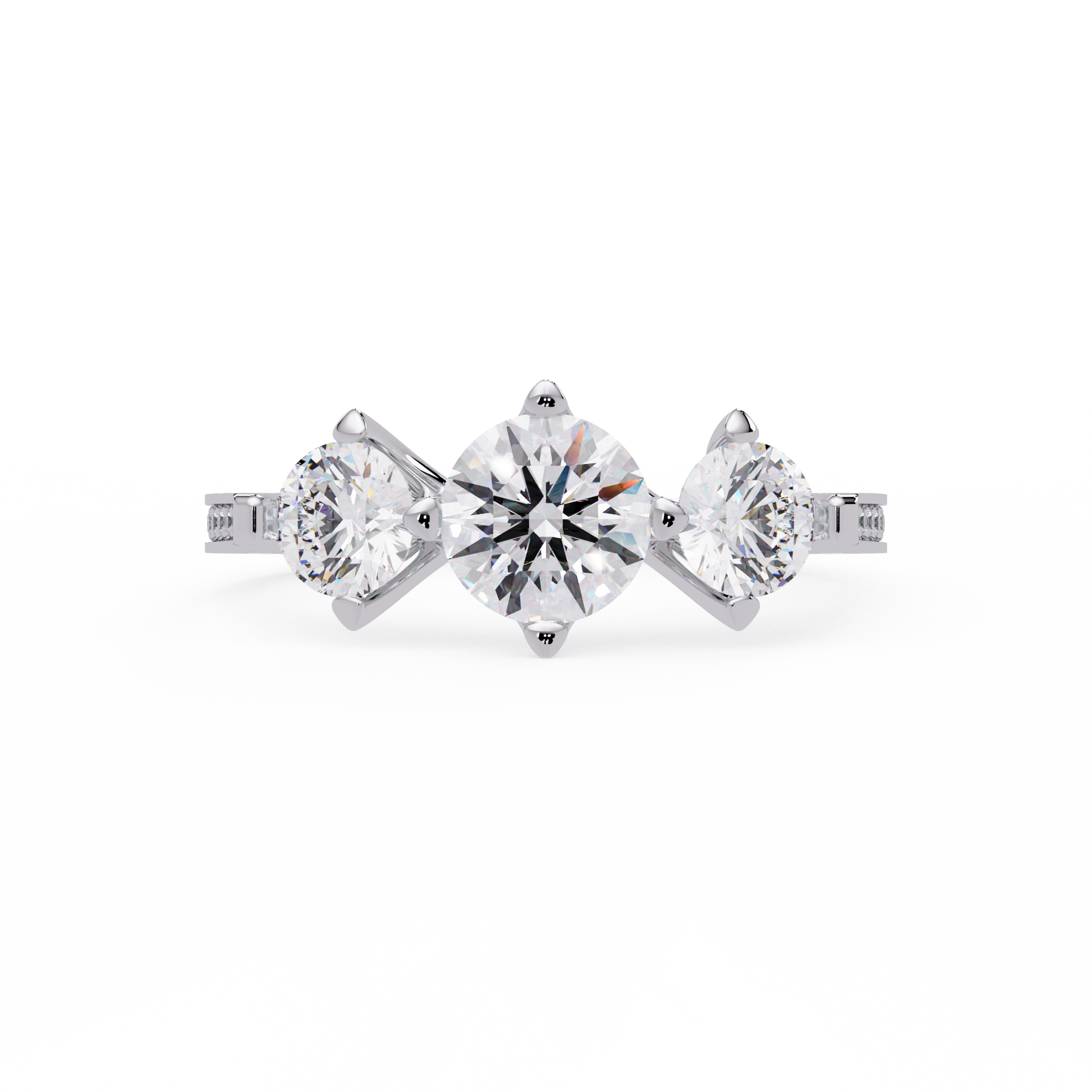 Three Stone Round Cut Lab Grown Diamond Ring