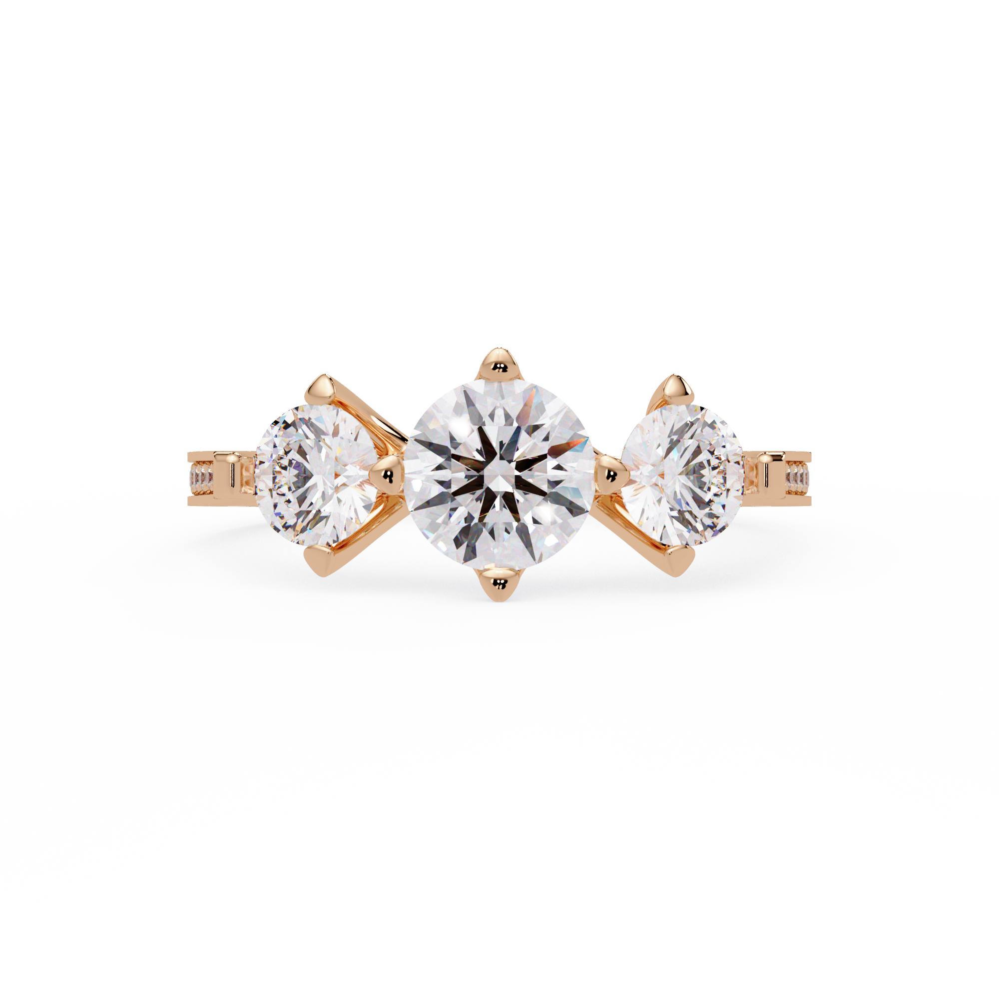 Three Stone Round Cut Lab Grown Diamond Ring