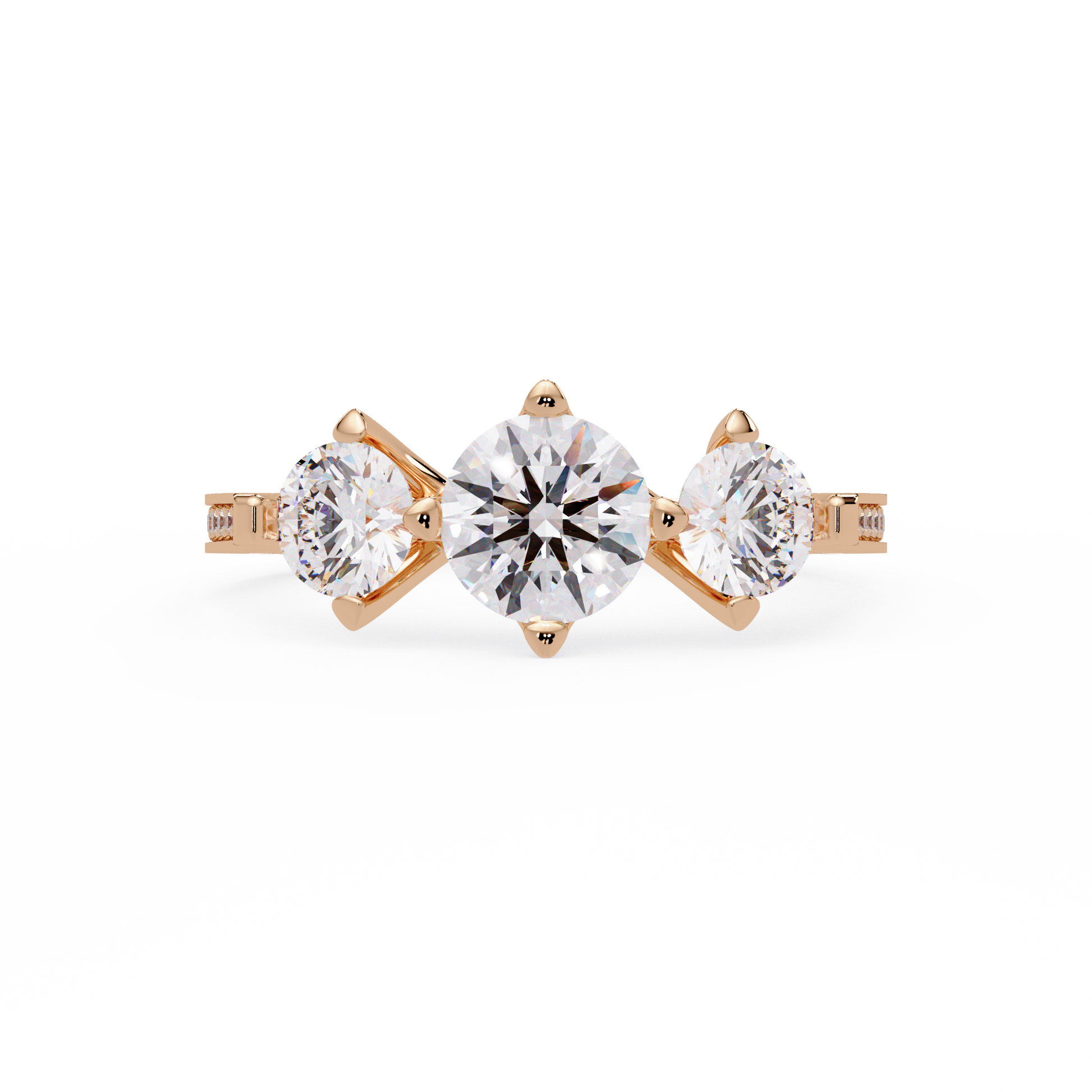 Three Stone Round Cut Lab Grown Diamond Ring