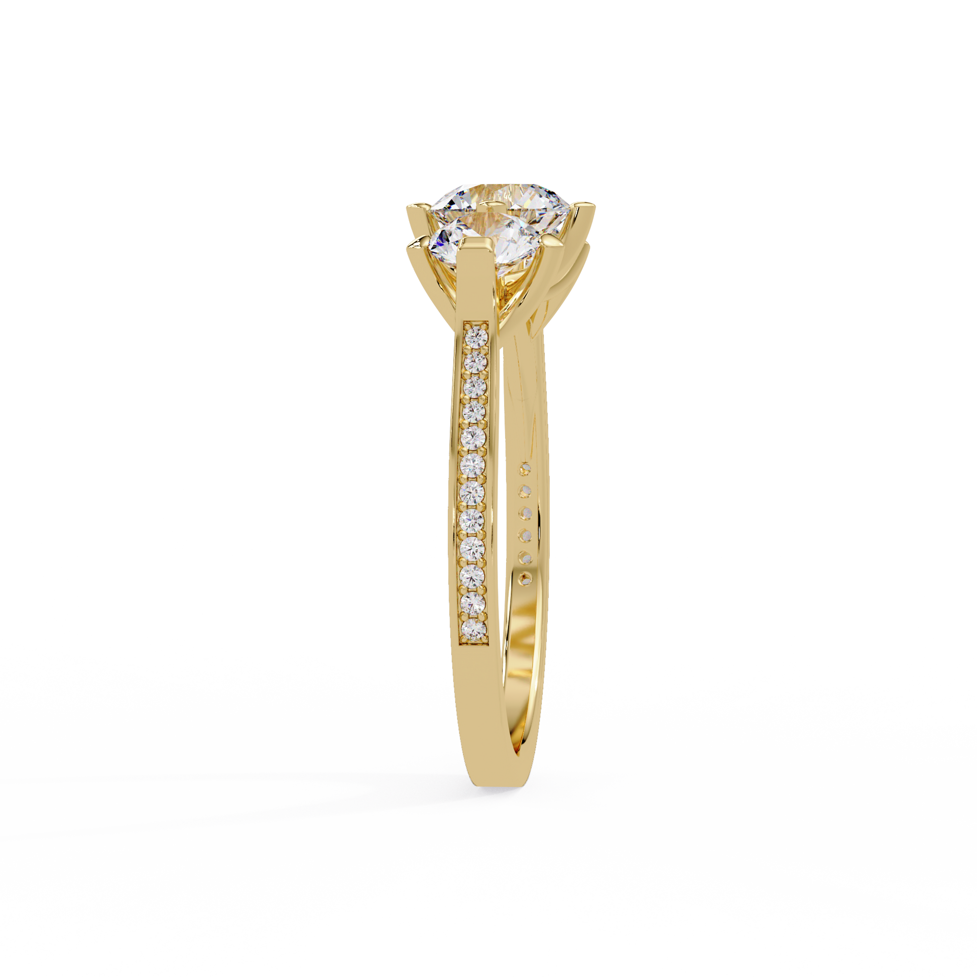 Three Stone Round Cut Lab Grown Diamond Ring