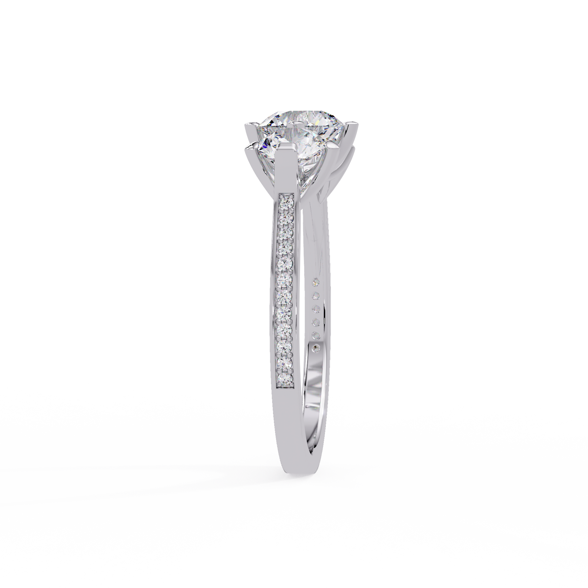 Three Stone Round Cut Lab Grown Diamond Ring