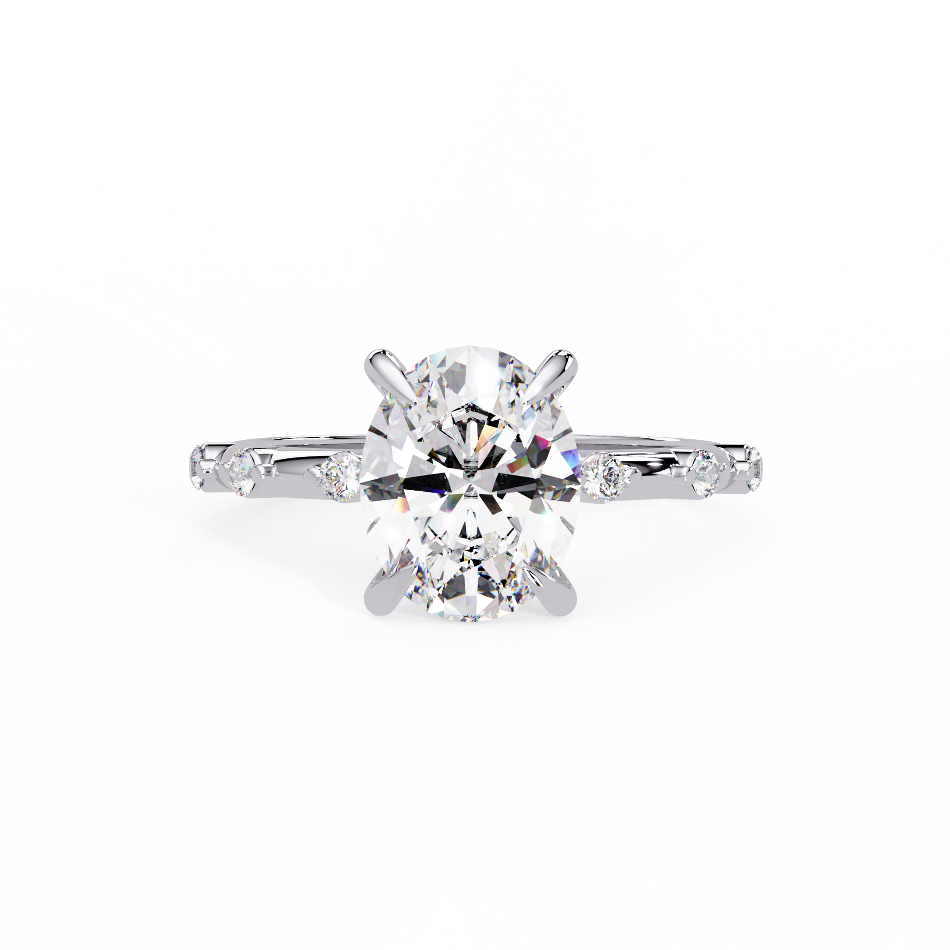 Oval Cut Lab grown Diamond Accented Ring