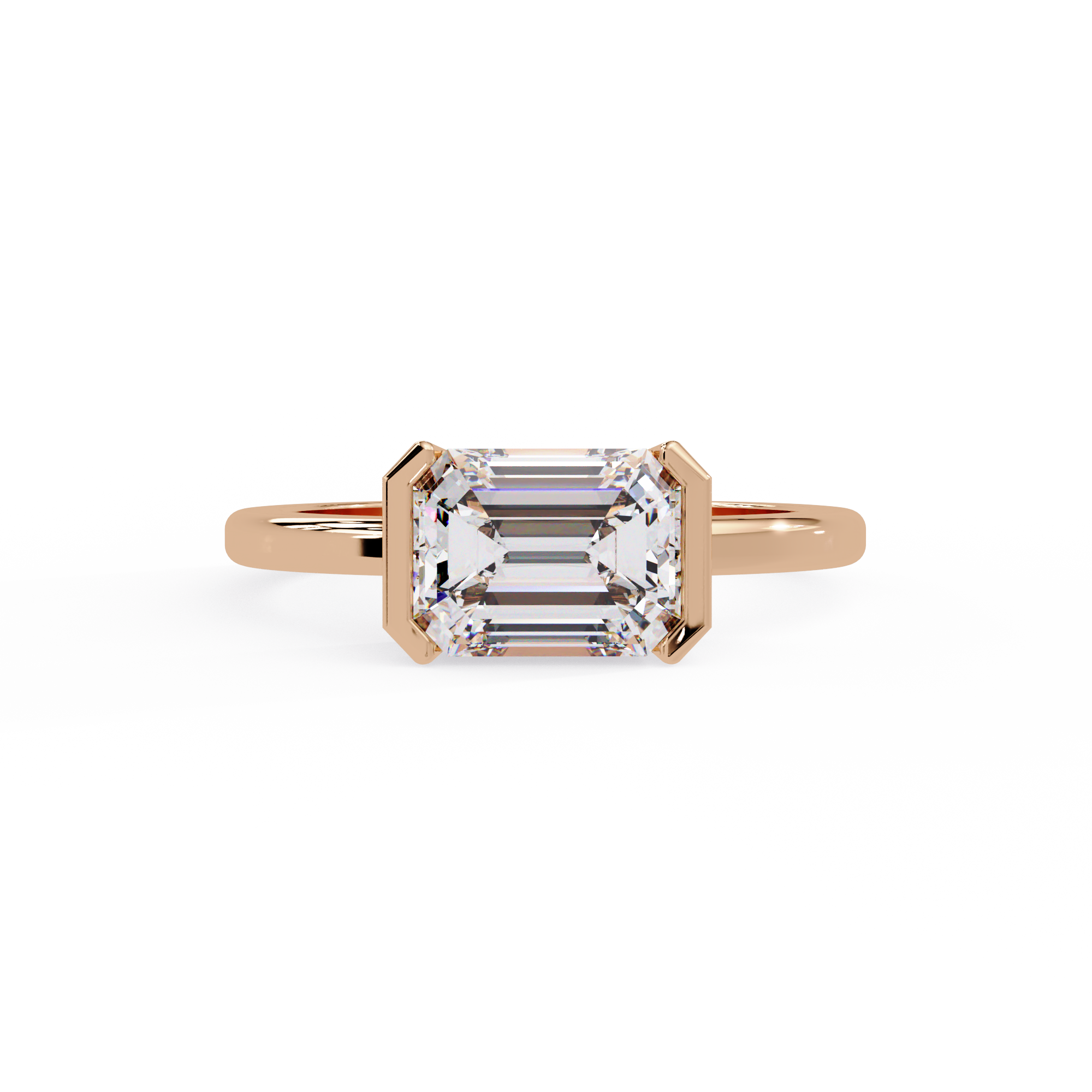 Emerald Cut Lab grown Diamond Solitaire Engagement Ring