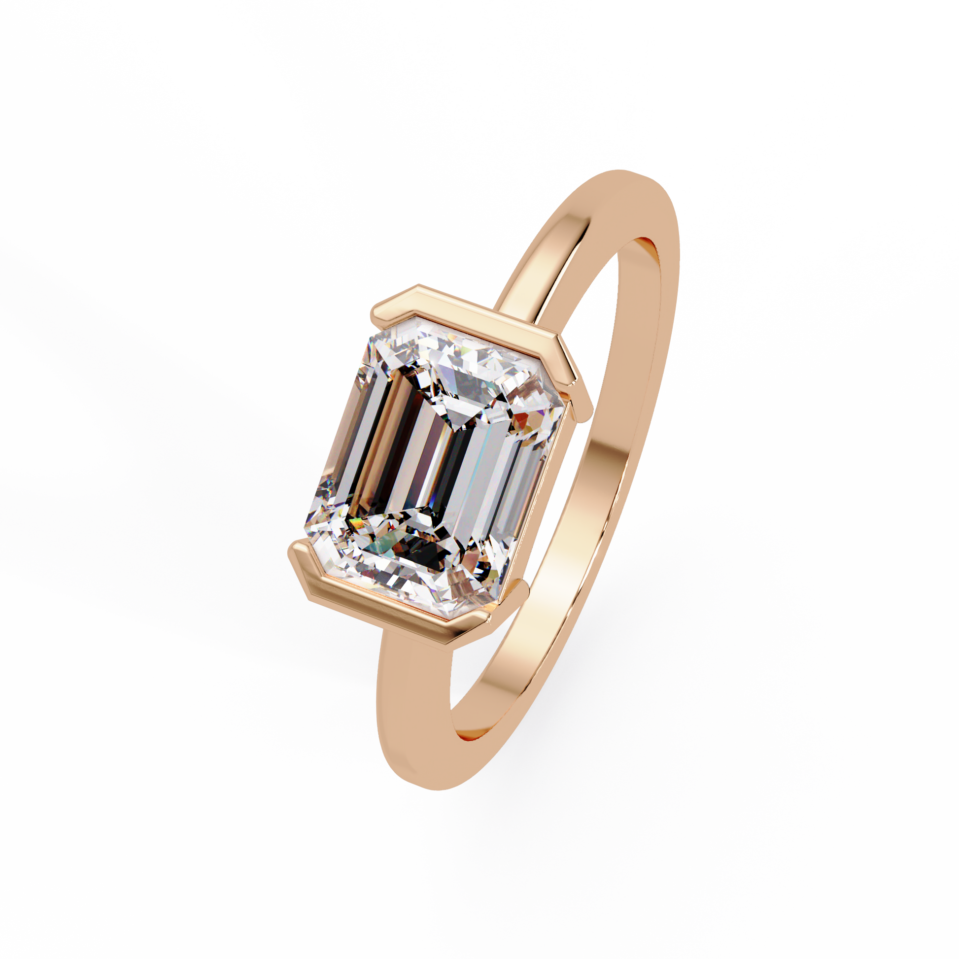 Emerald Cut Lab grown Diamond Solitaire Engagement Ring