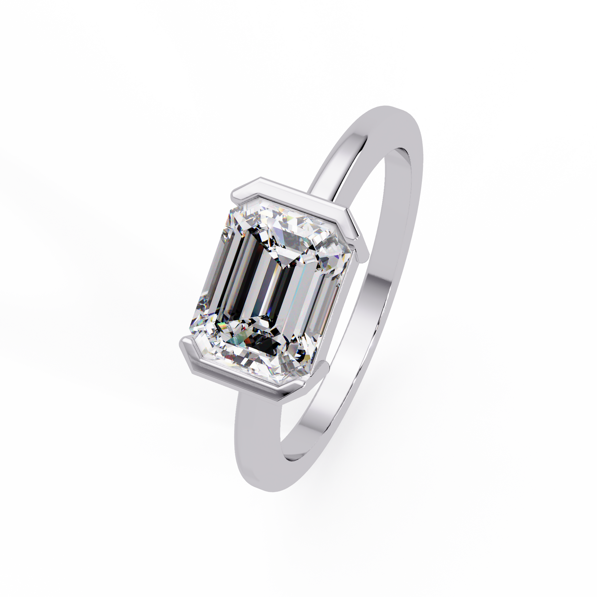 Emerald Cut Lab grown Diamond Solitaire Engagement Ring