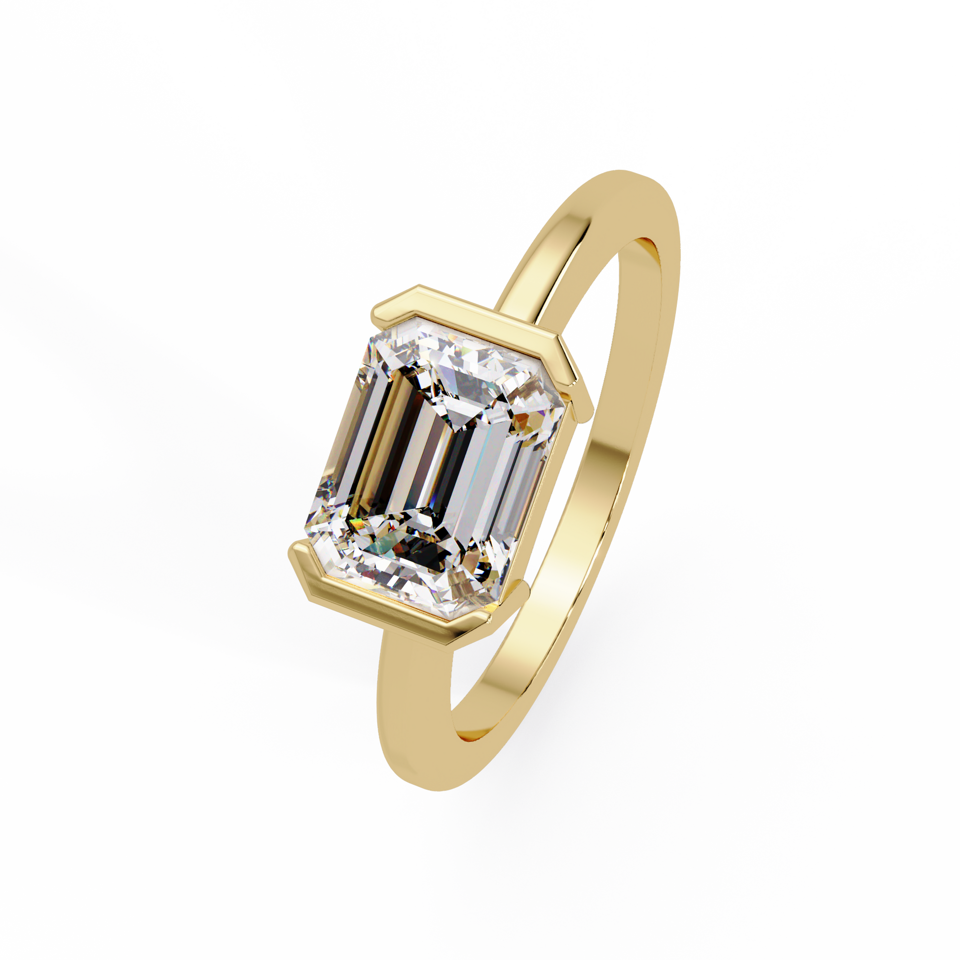 Emerald Cut Lab grown Diamond Solitaire Engagement Ring