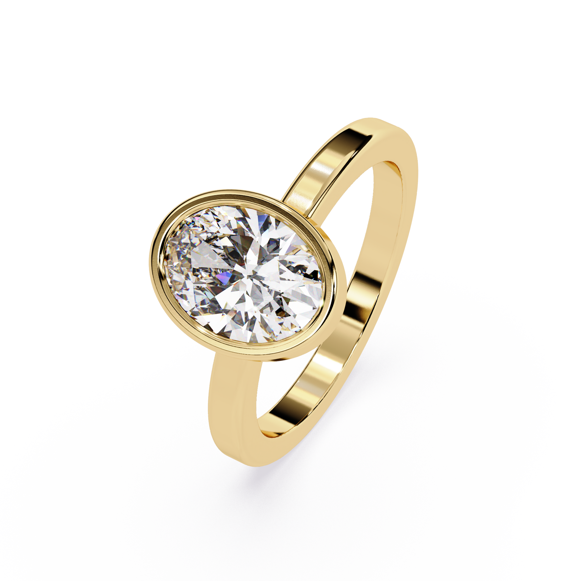Oval Cut Lab Grown Diamond Bezel Ring