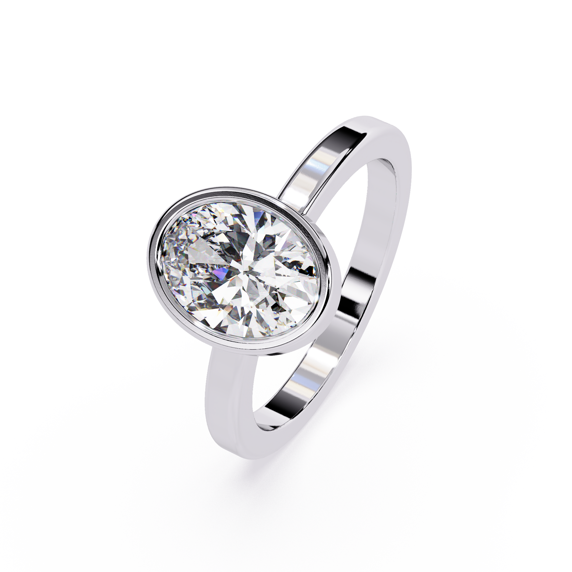 Oval Cut Lab Grown Diamond Bezel Ring