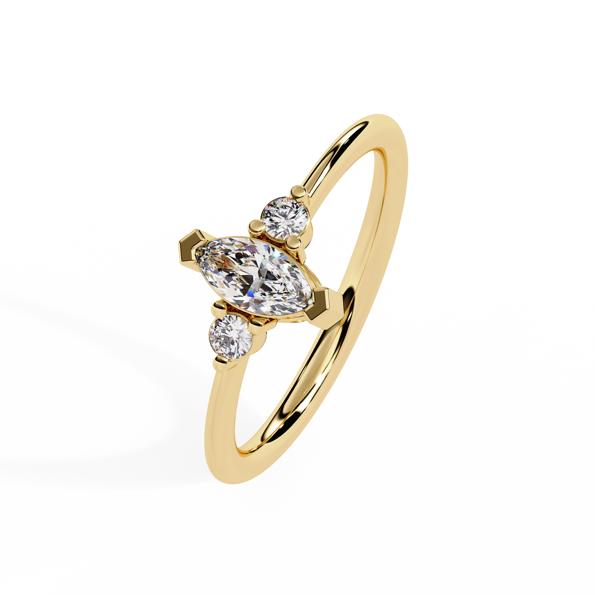 Marquise Cut Lab Grown Diamond Three Stone Ring