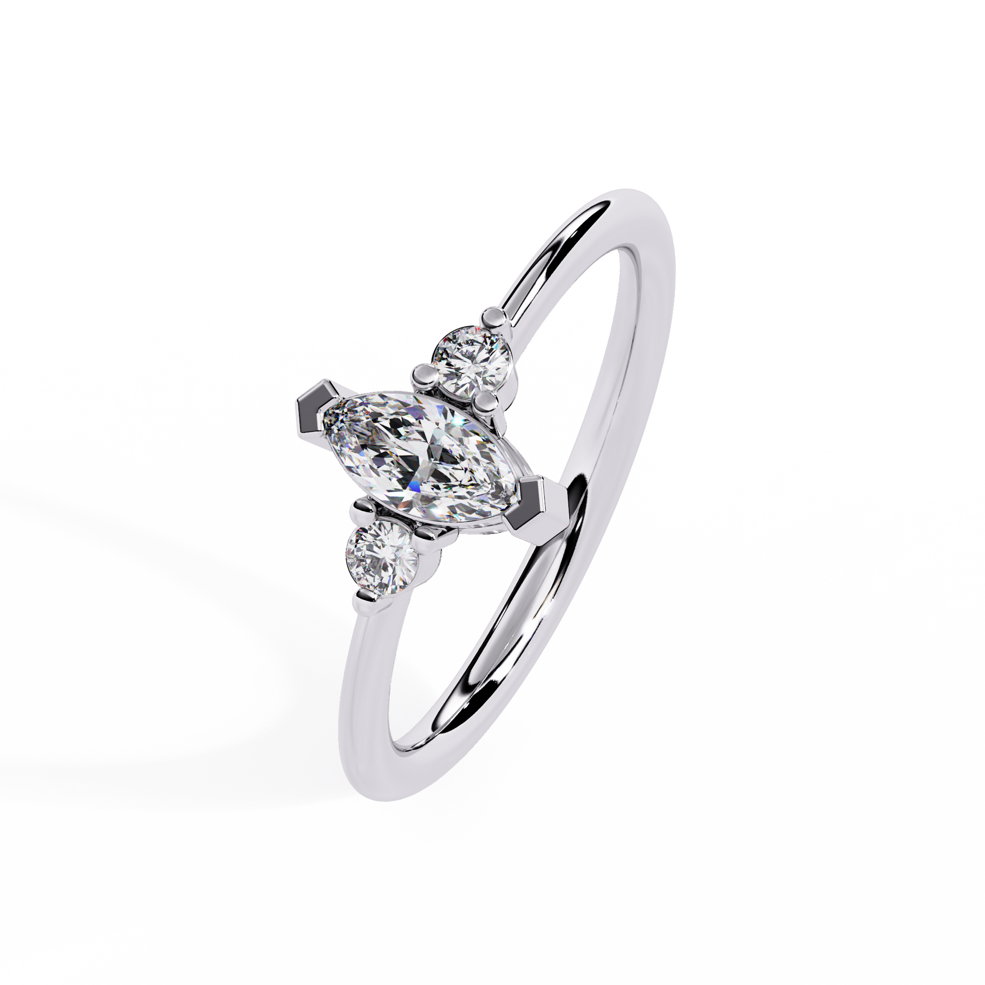 Marquise Cut Lab Grown Diamond Three Stone Ring