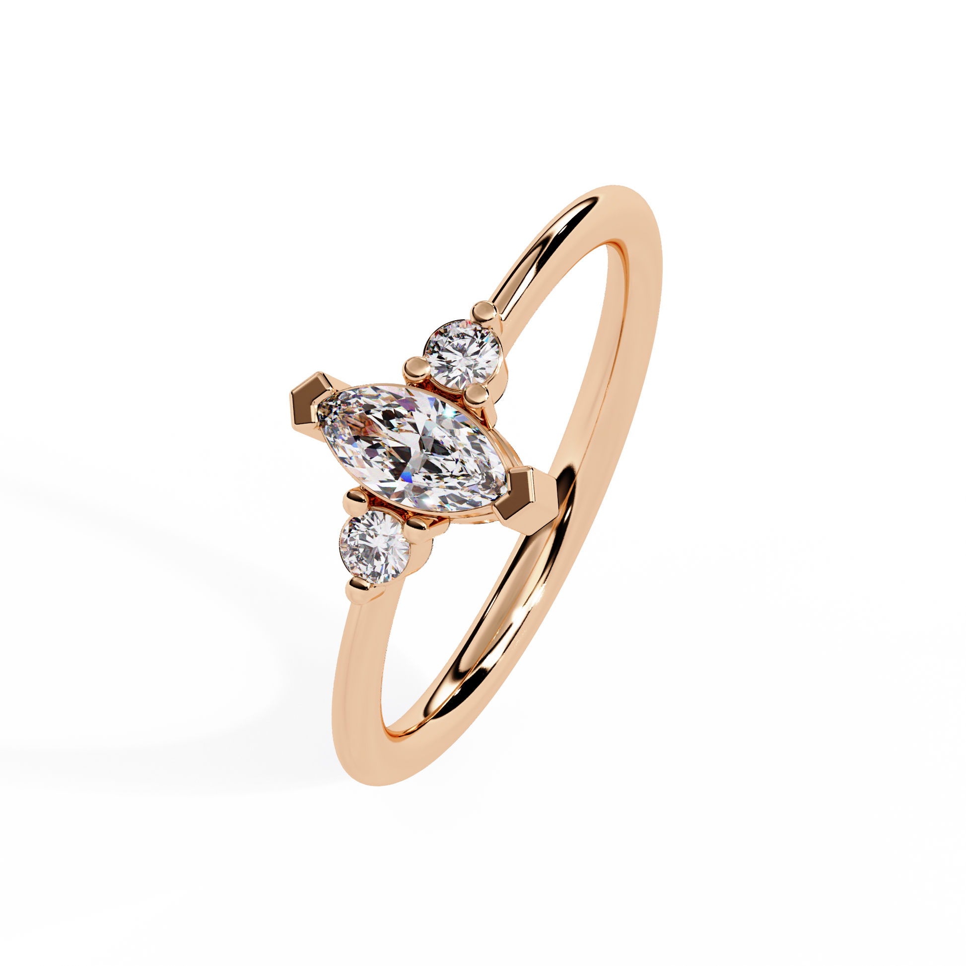 Marquise Cut Lab Grown Diamond Three Stone Ring