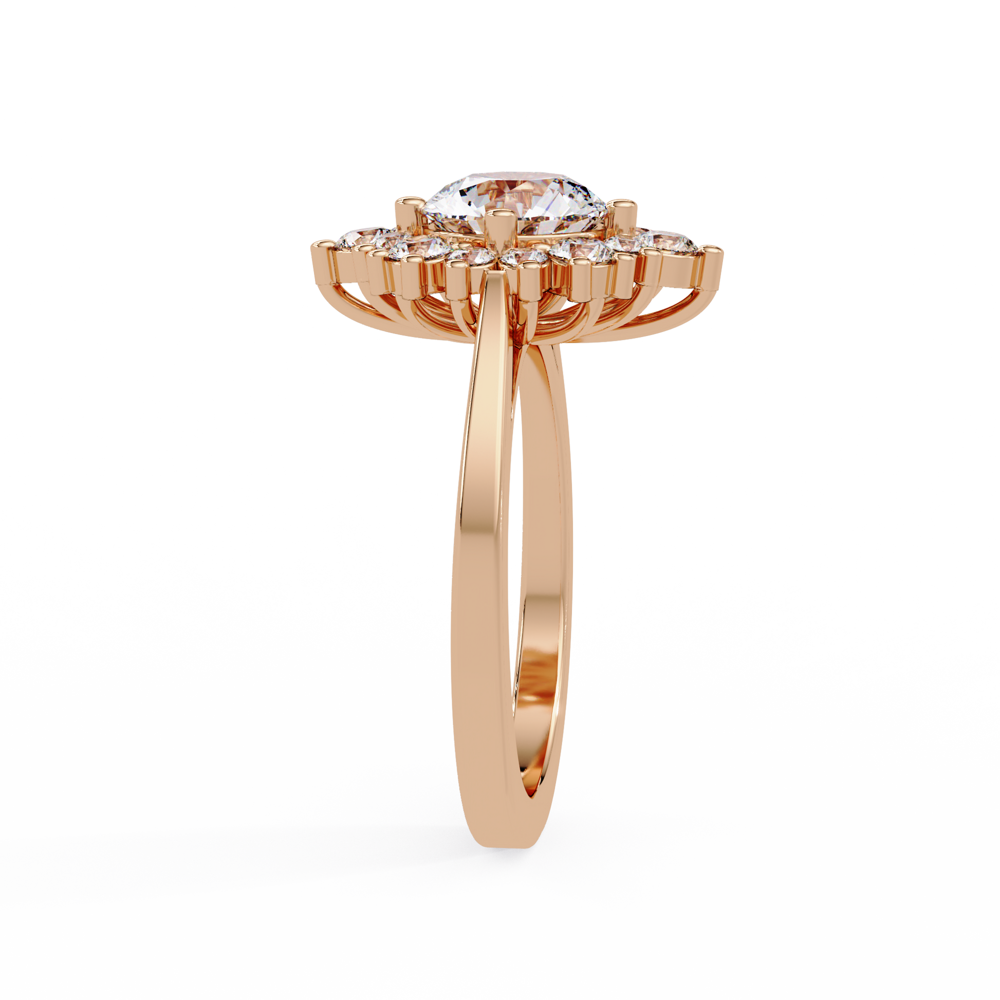 Round Cut Lab grown Diamond Illusion Style Ring