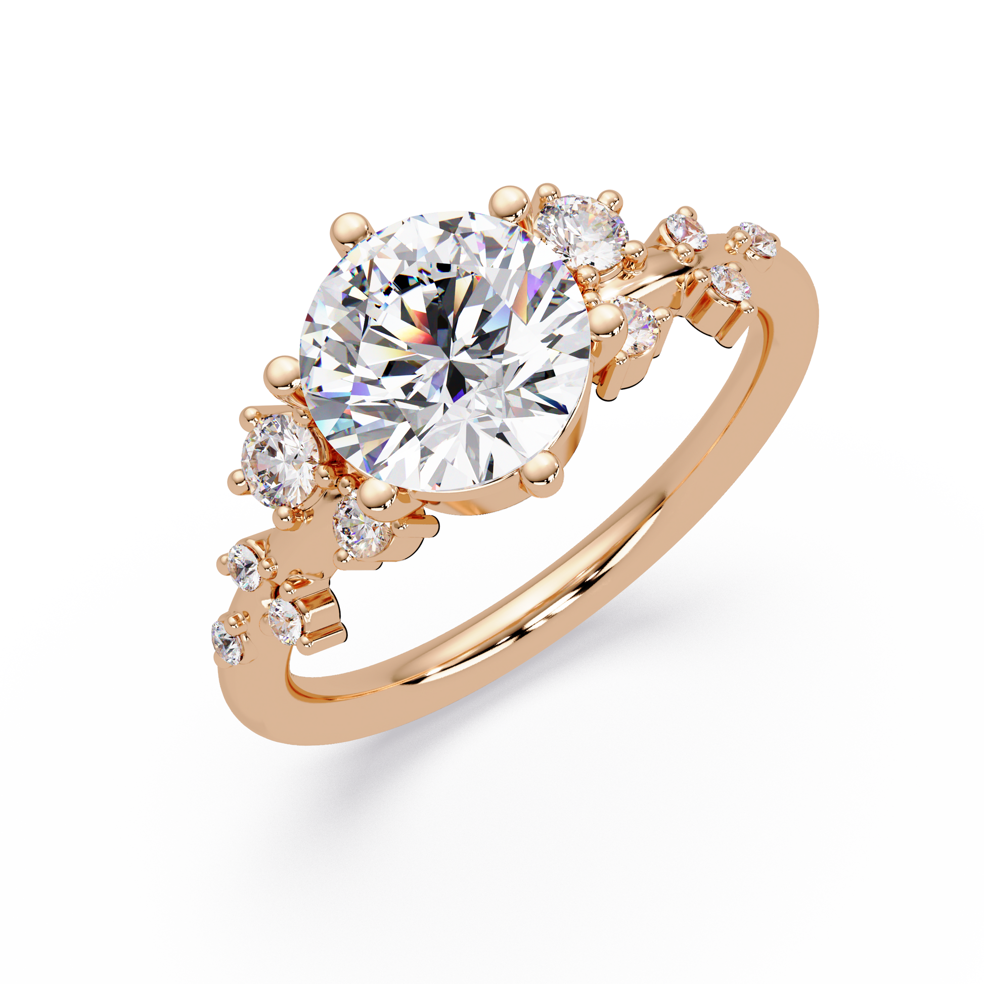 Round Cut Lab Grown Dimond Snowdrift Ring