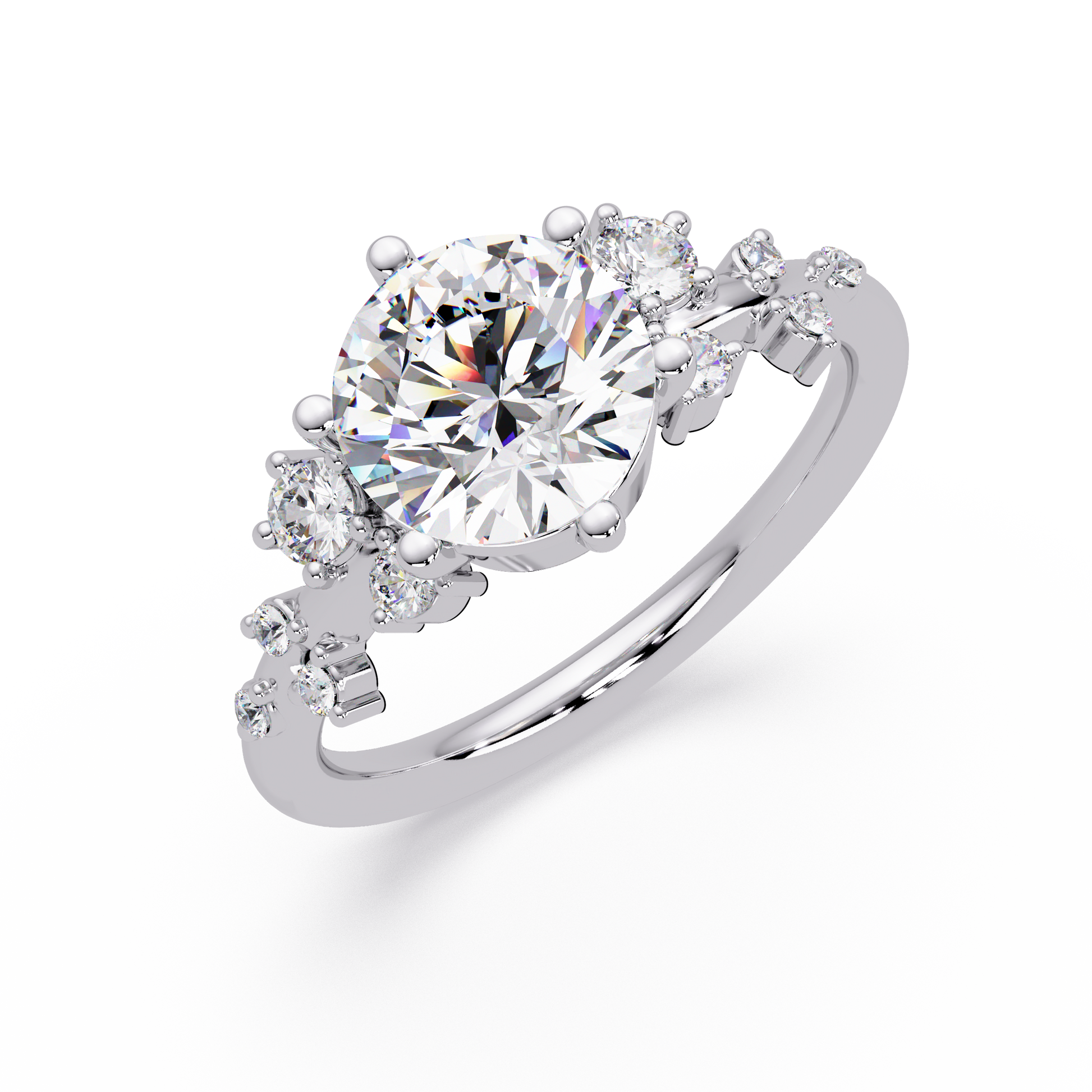 Round Cut Lab Grown Dimond Snowdrift Ring