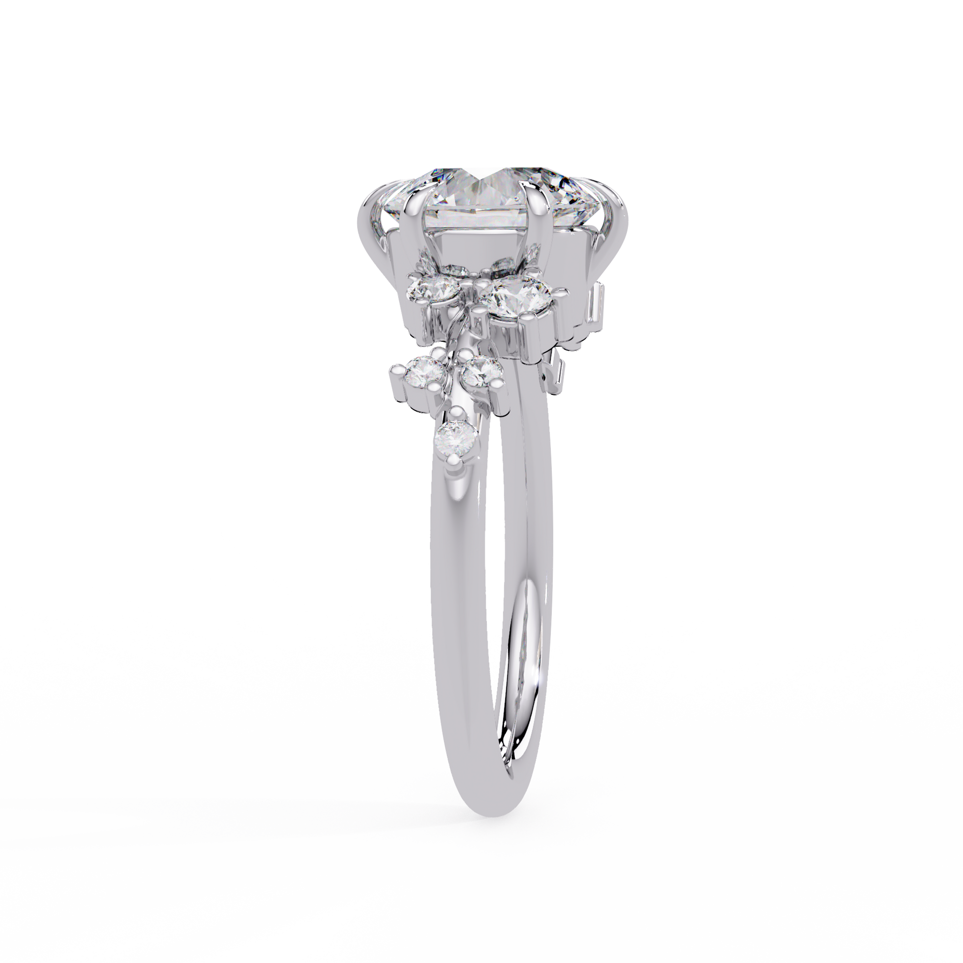 Round Cut Lab Grown Dimond Snowdrift Ring