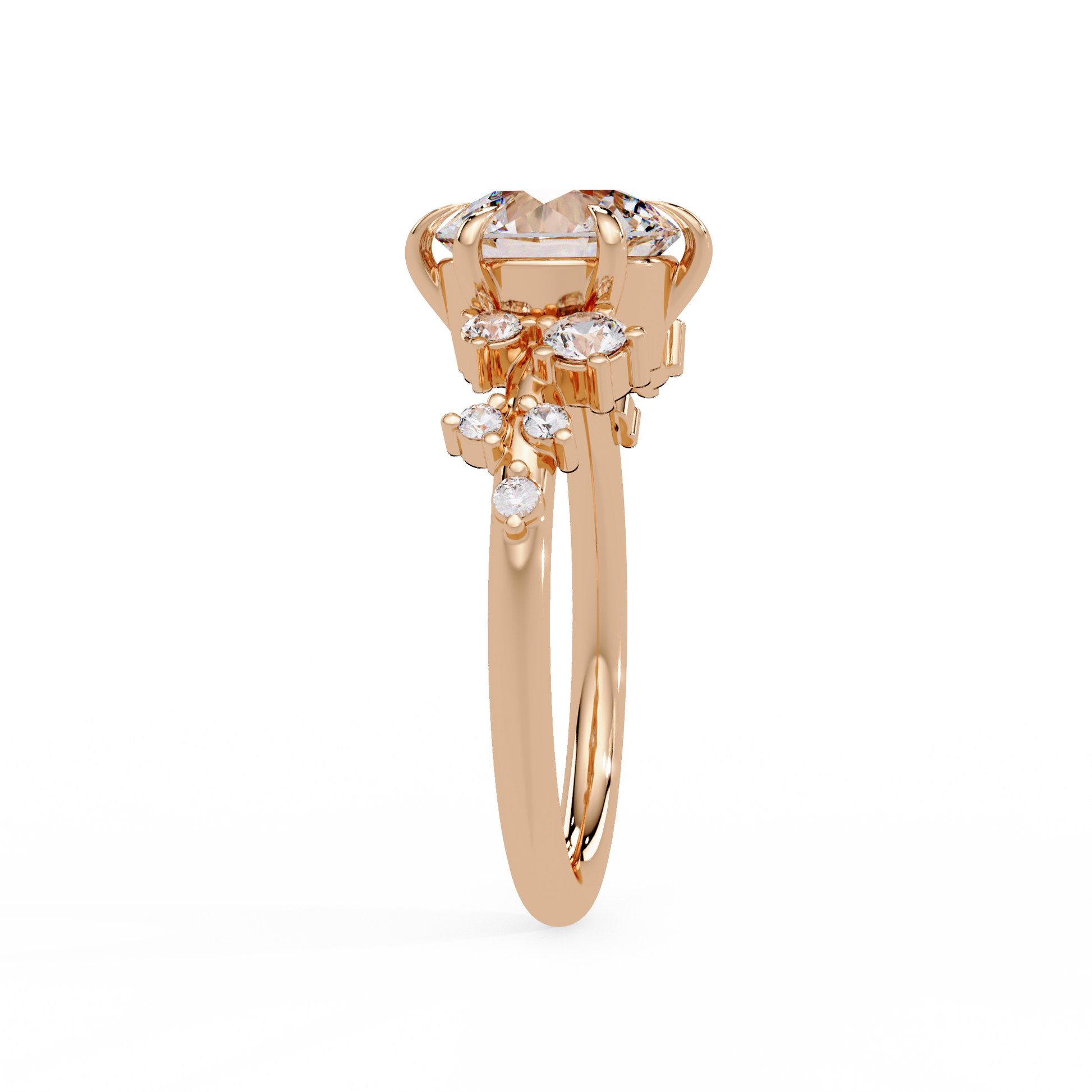 Round Cut Lab Grown Dimond Snowdrift Ring