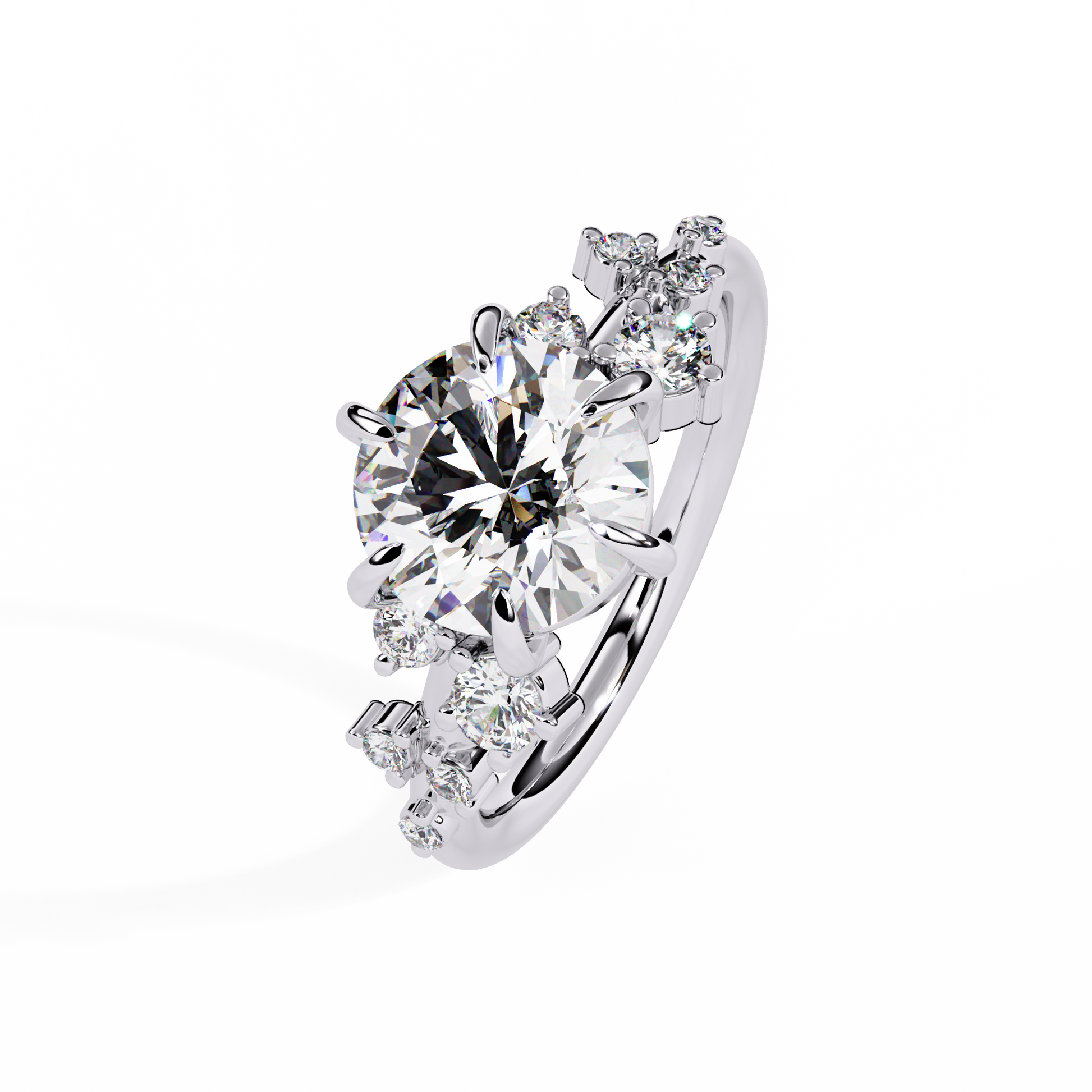 Round Cut Lab Grown Dimond Snowdrift Ring