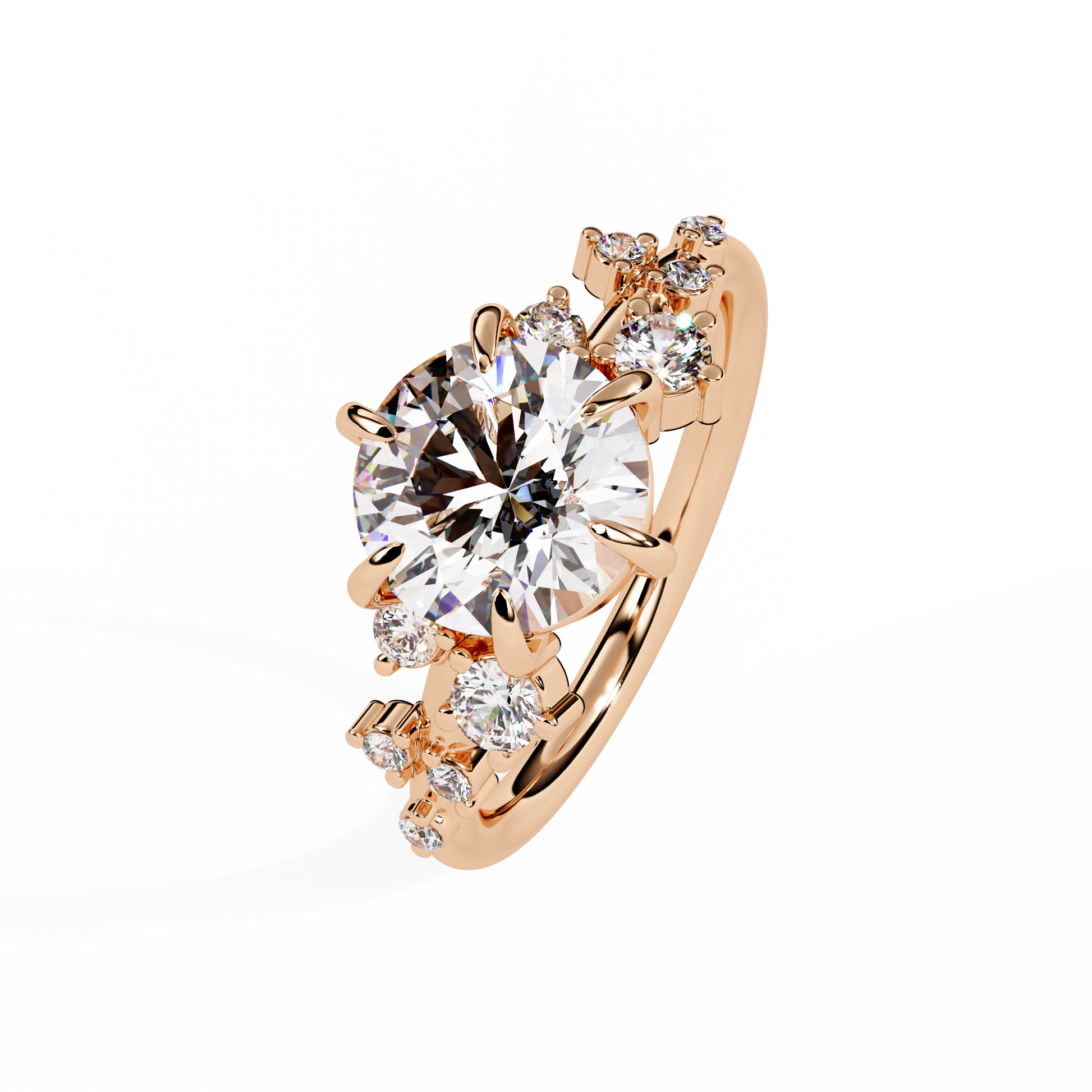 Round Cut Lab Grown Dimond Snowdrift Ring