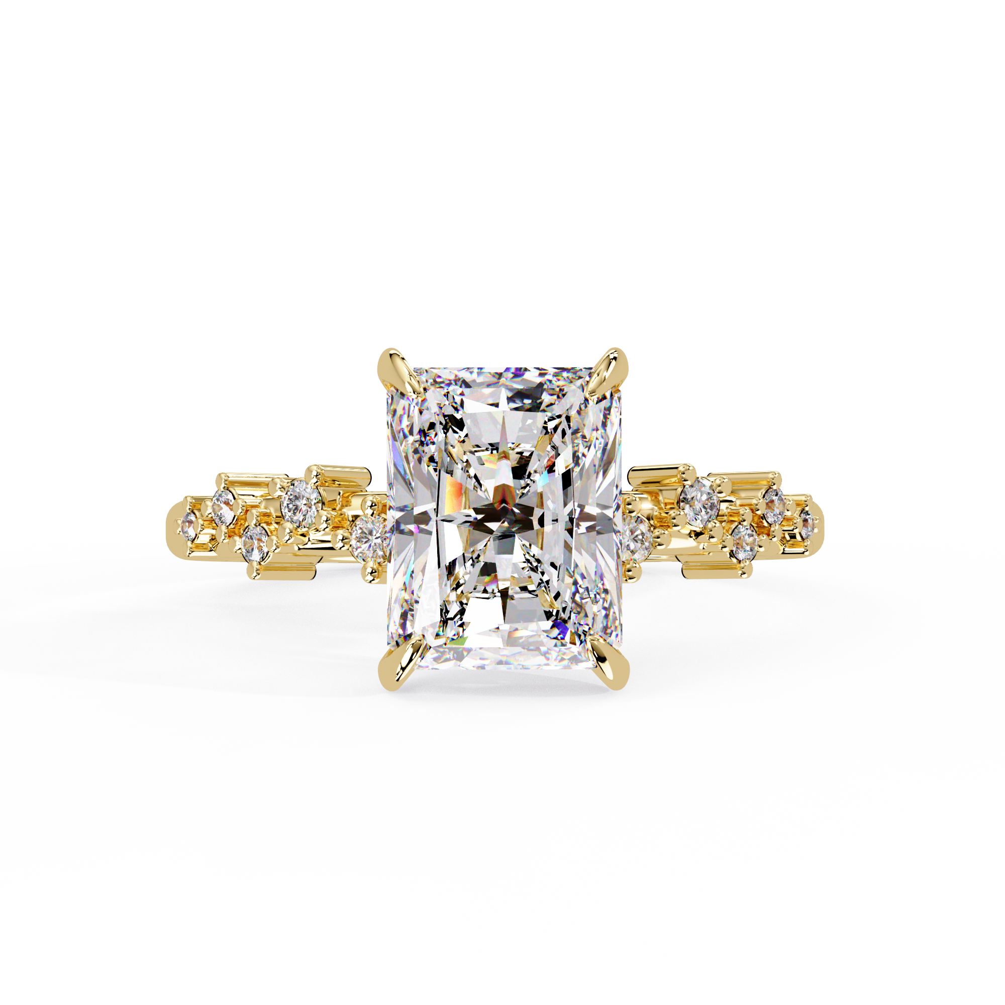 Radiant Cut Lab Gown Diamond Accented Ring