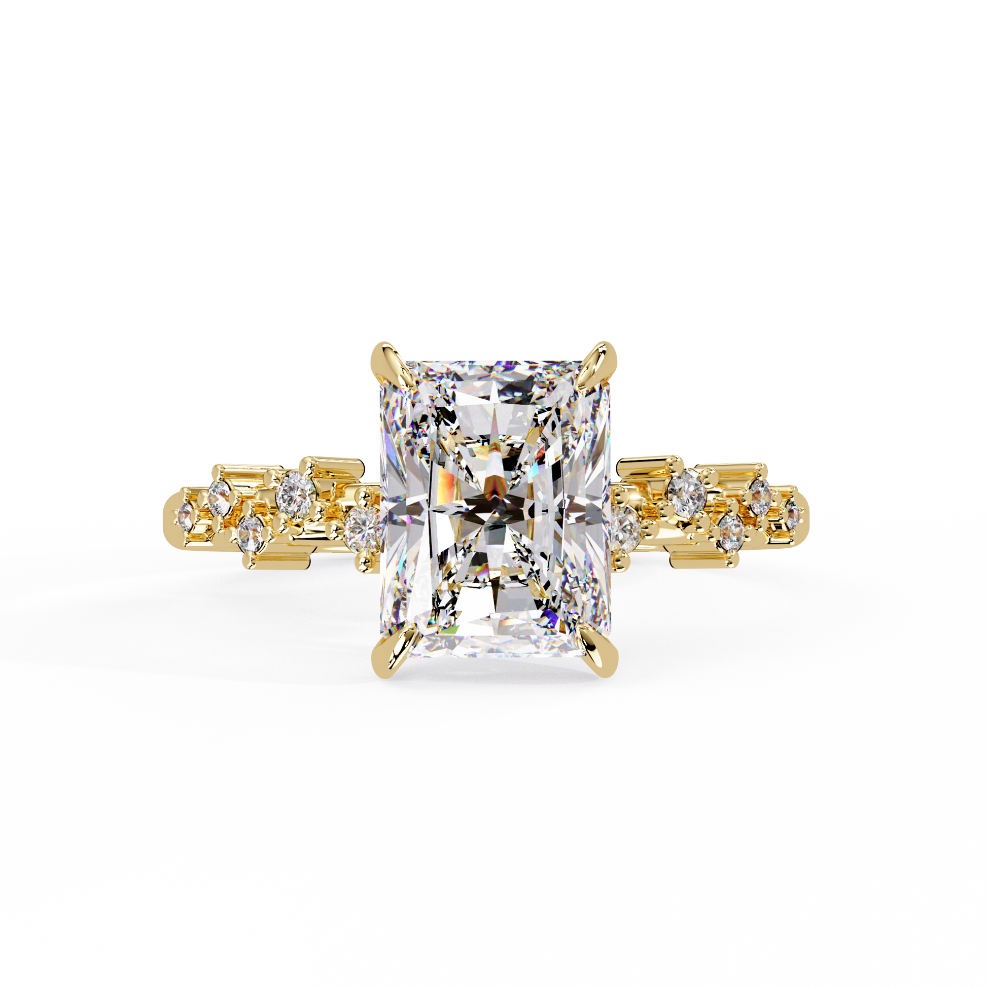 Radiant Cut Lab Gown Diamond Accented Ring