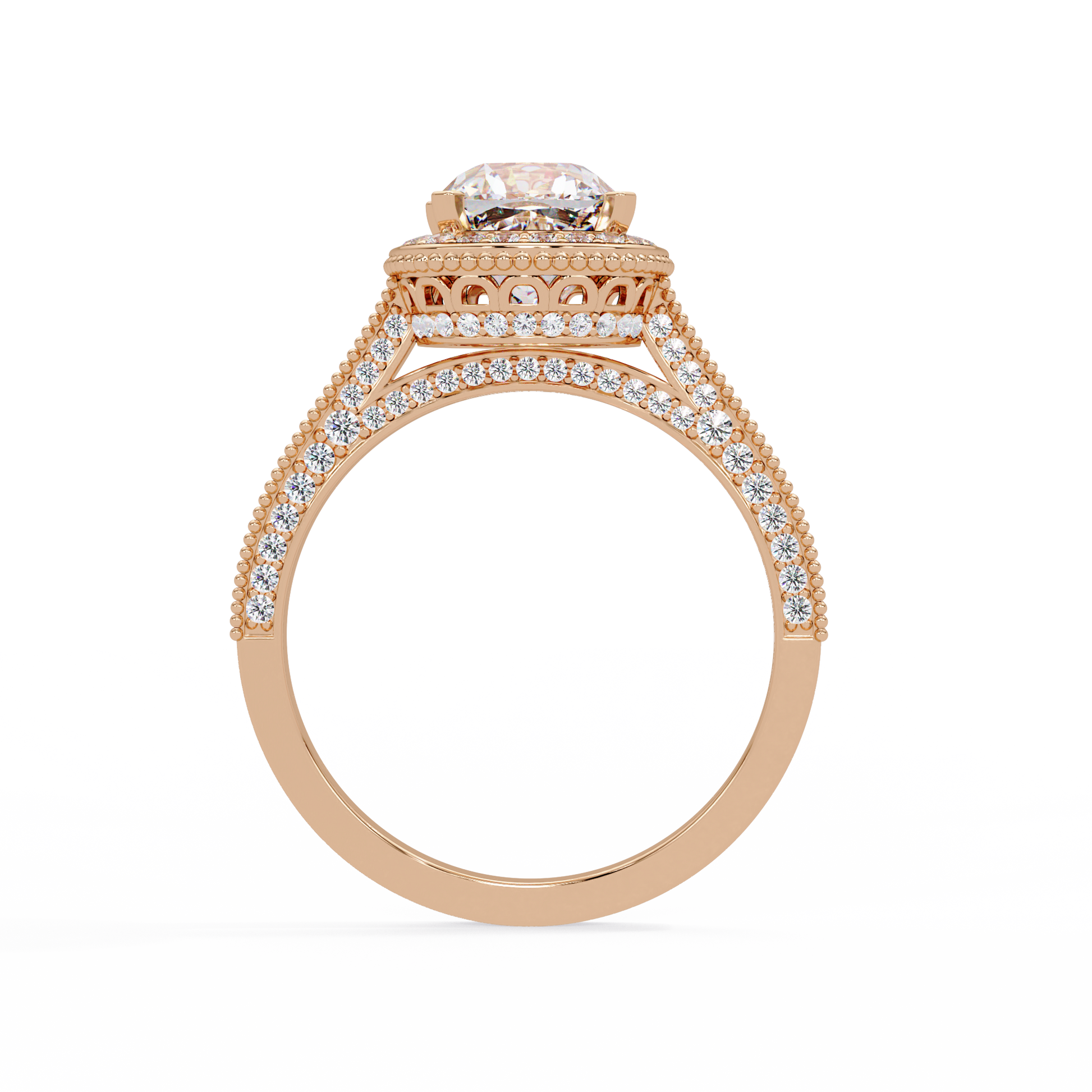 Cushion Cut Lab Grown Diamond Halo Accented Ring