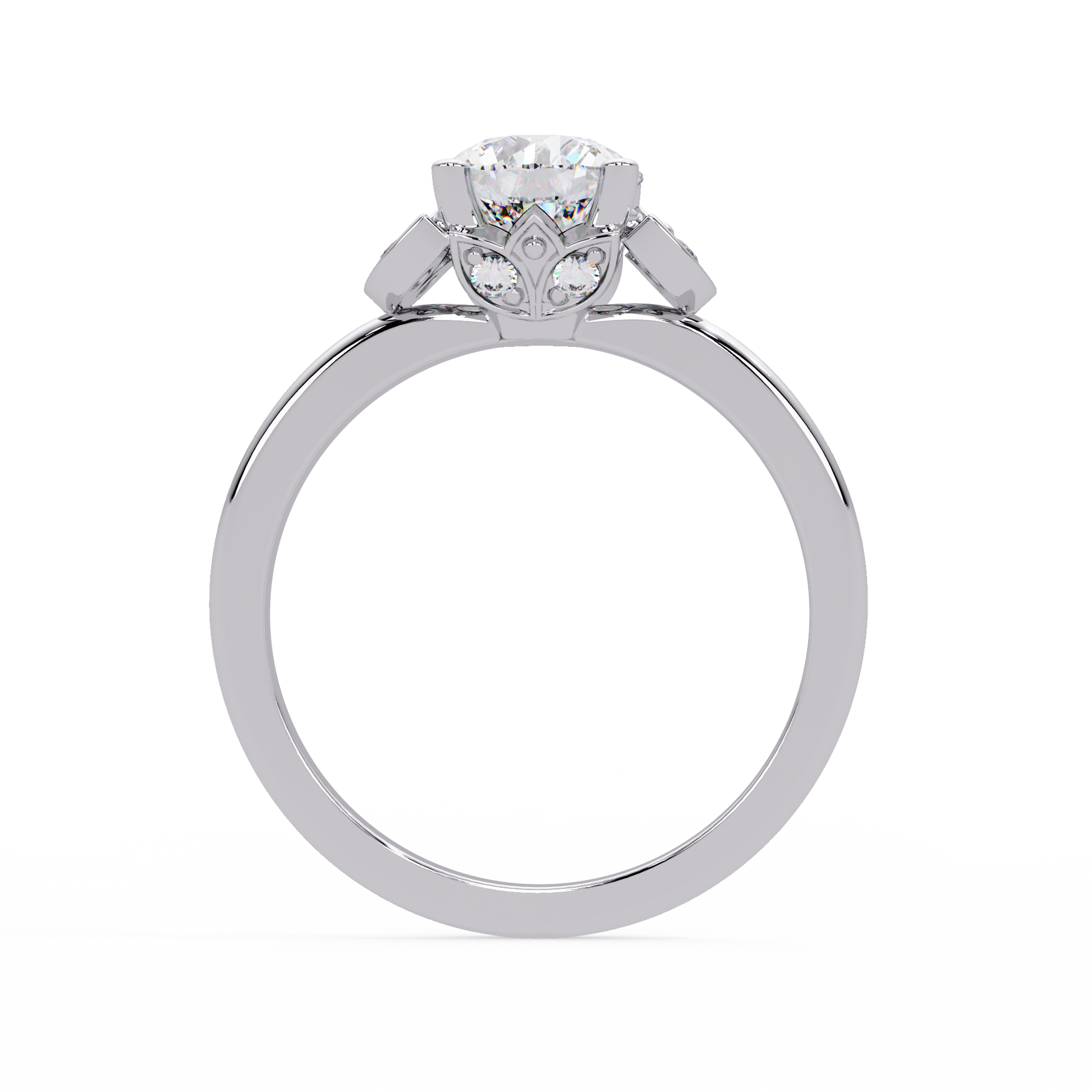 Round Cut Lab Grown Diamond Engagement Ring