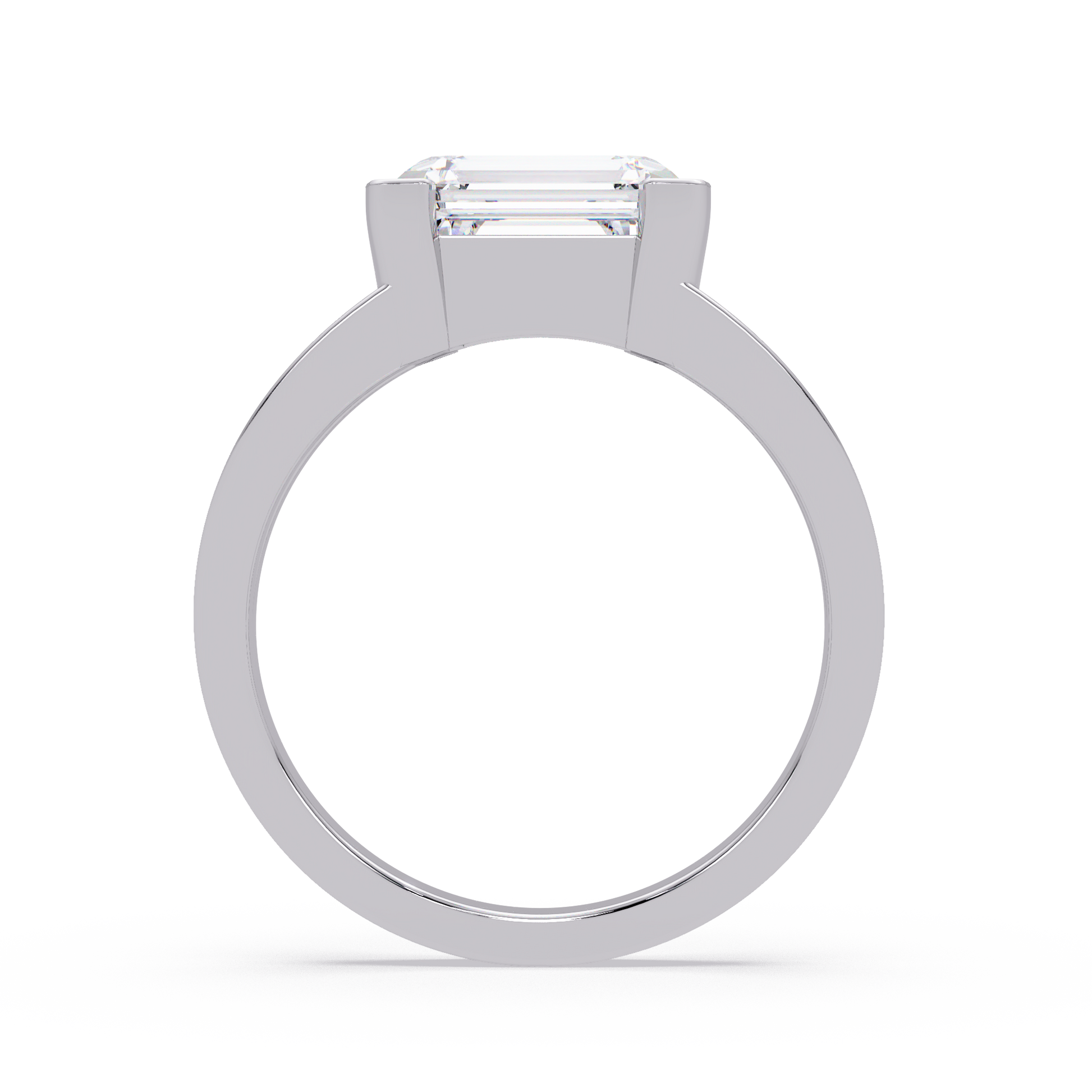 Emerald Cut Lab Grown Diamond Solitaire Ring Split Shank