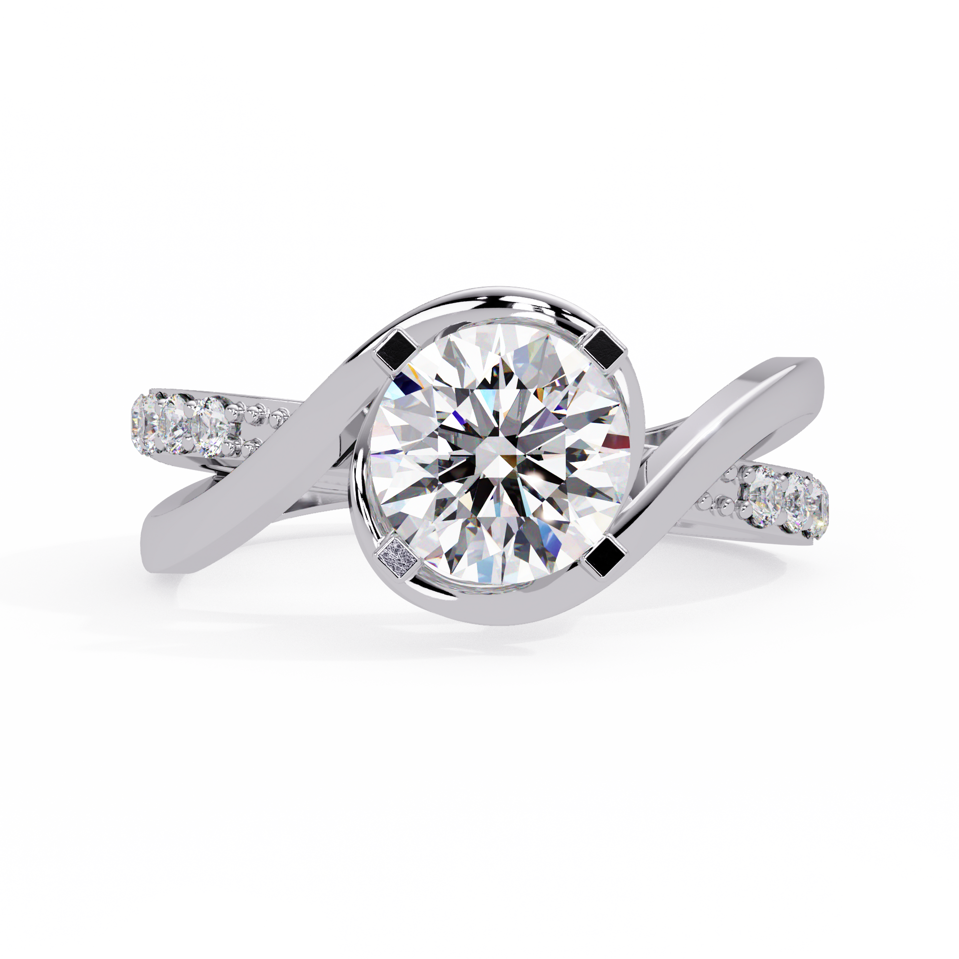 Round Cut Lab Grown Diamond Twisted Shank Ring