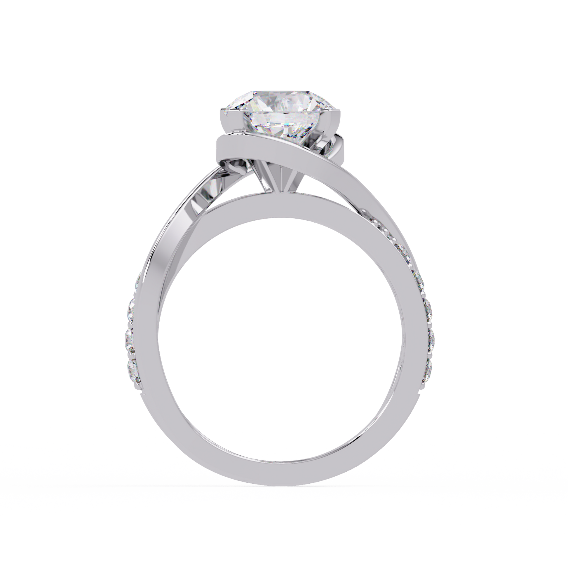 Round Cut Lab Grown Diamond Twisted Shank Ring