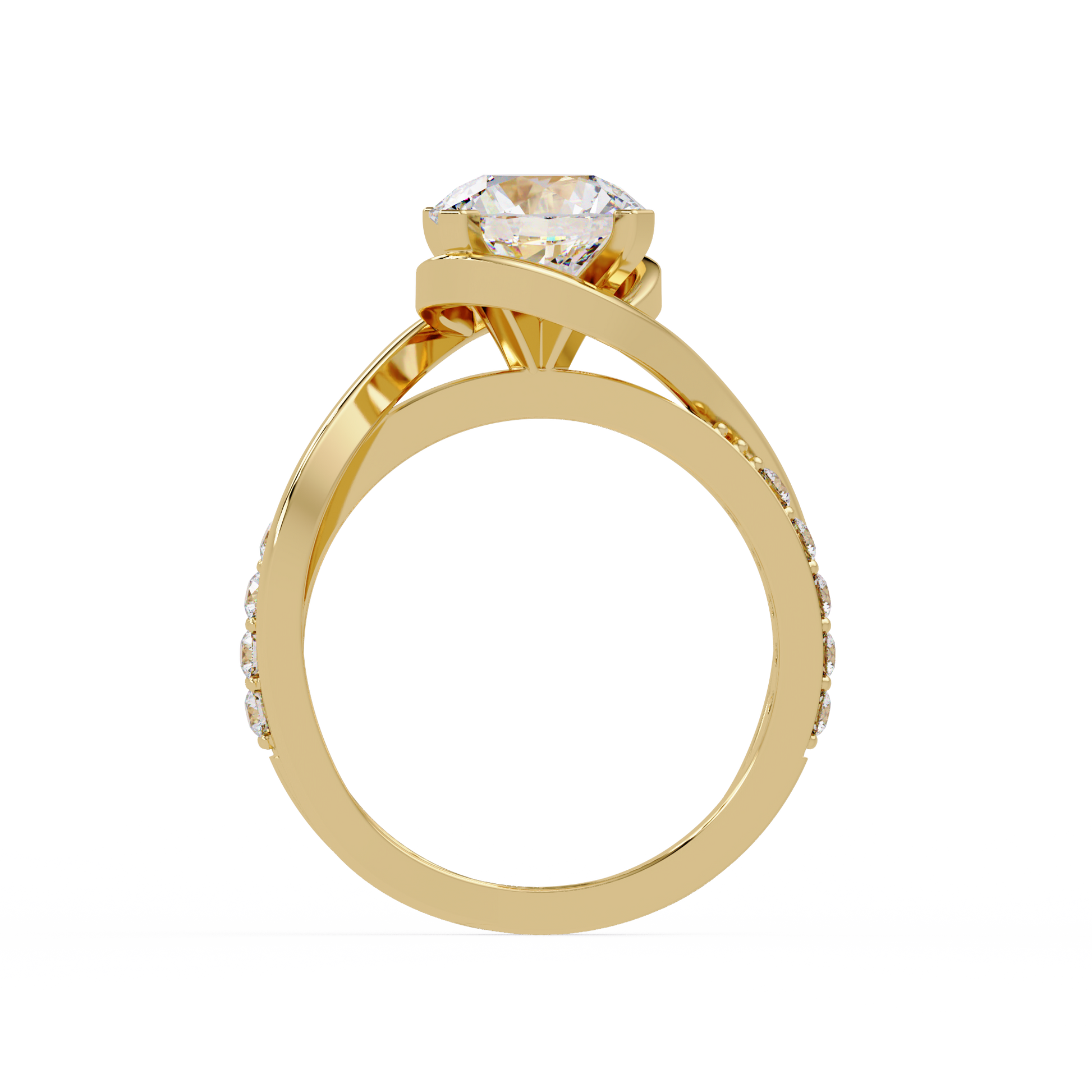 Round Cut Lab Grown Diamond Twisted Shank Ring