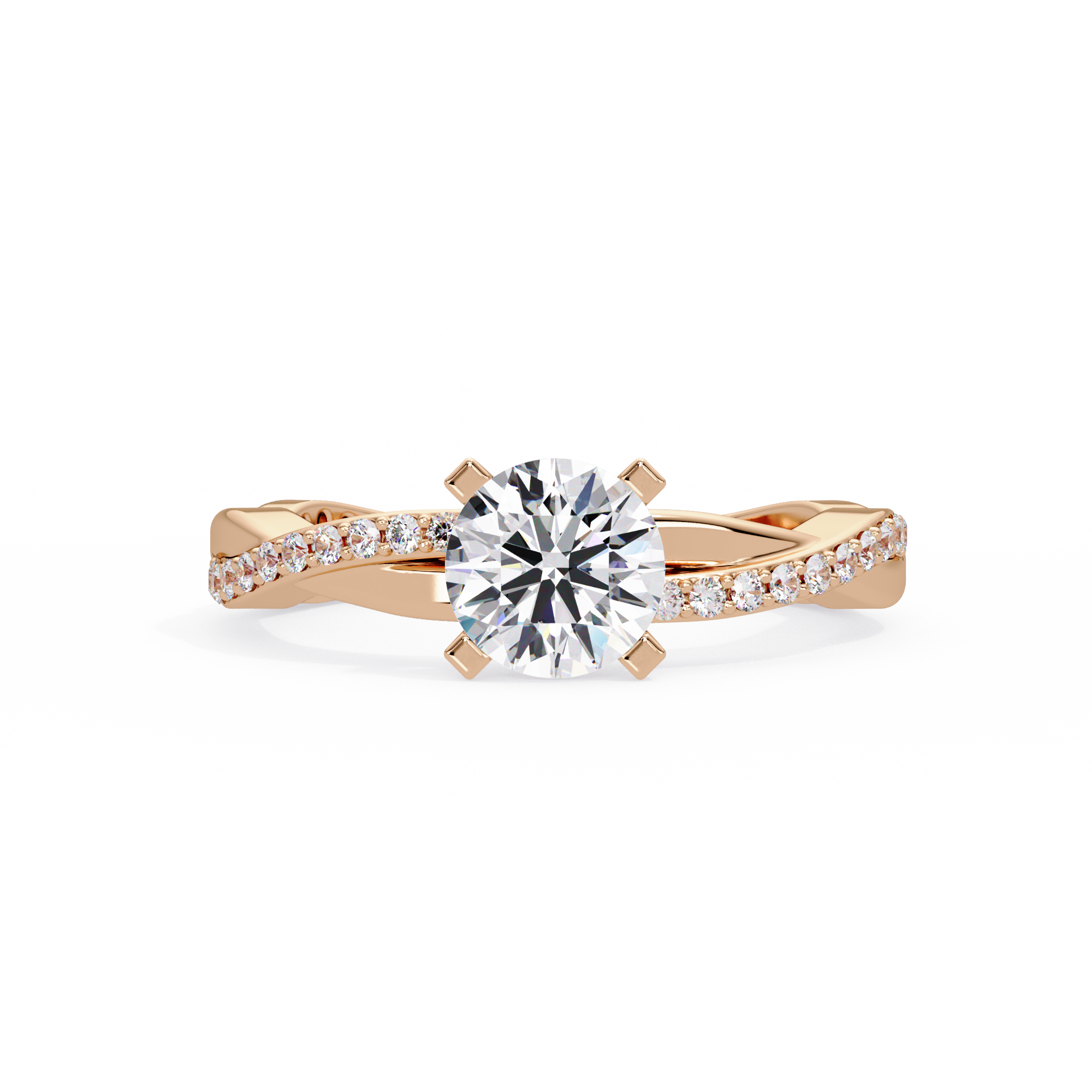 Round Cut Lab Grown Diamond Twisted Ring