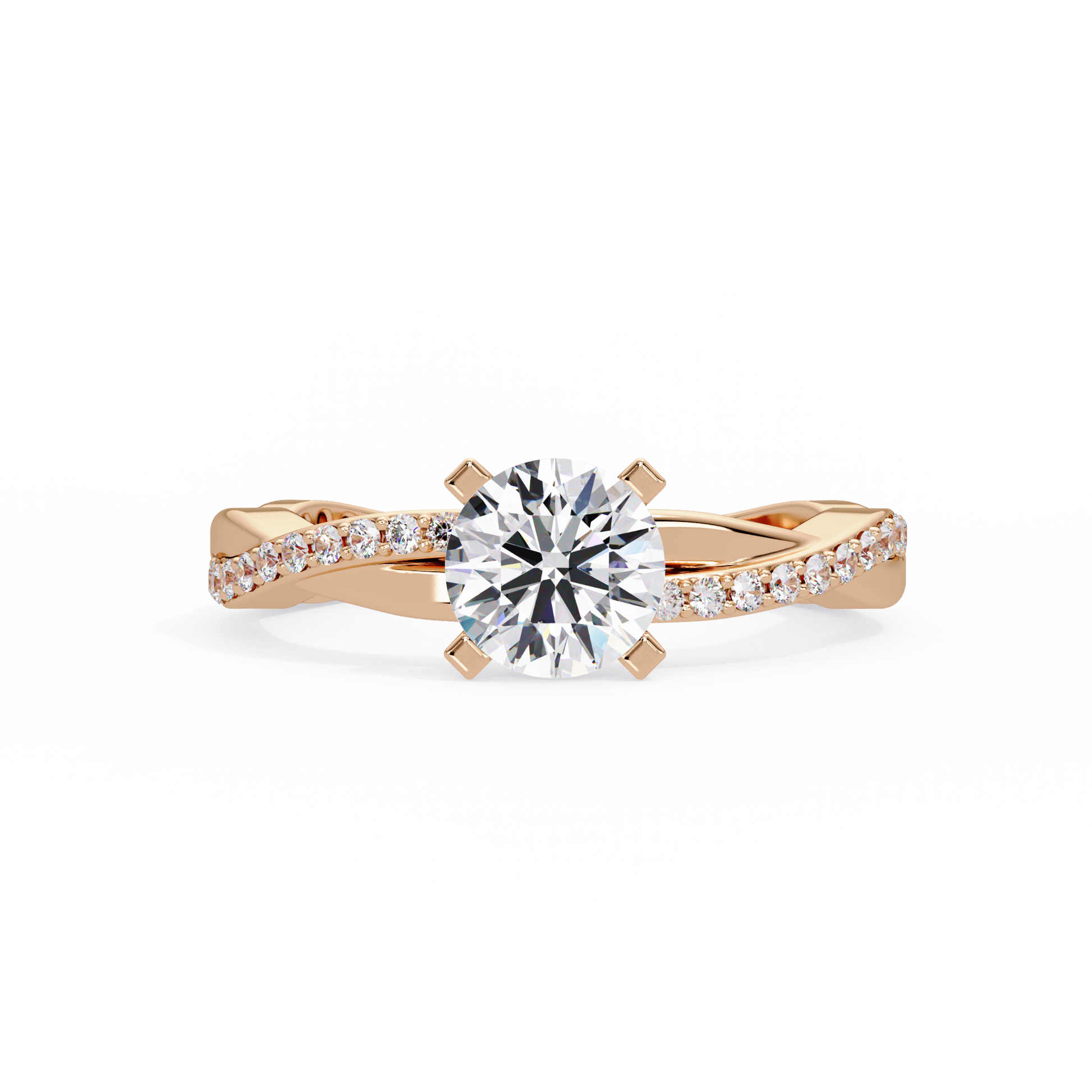 Round Cut Lab Grown Diamond Twisted Ring