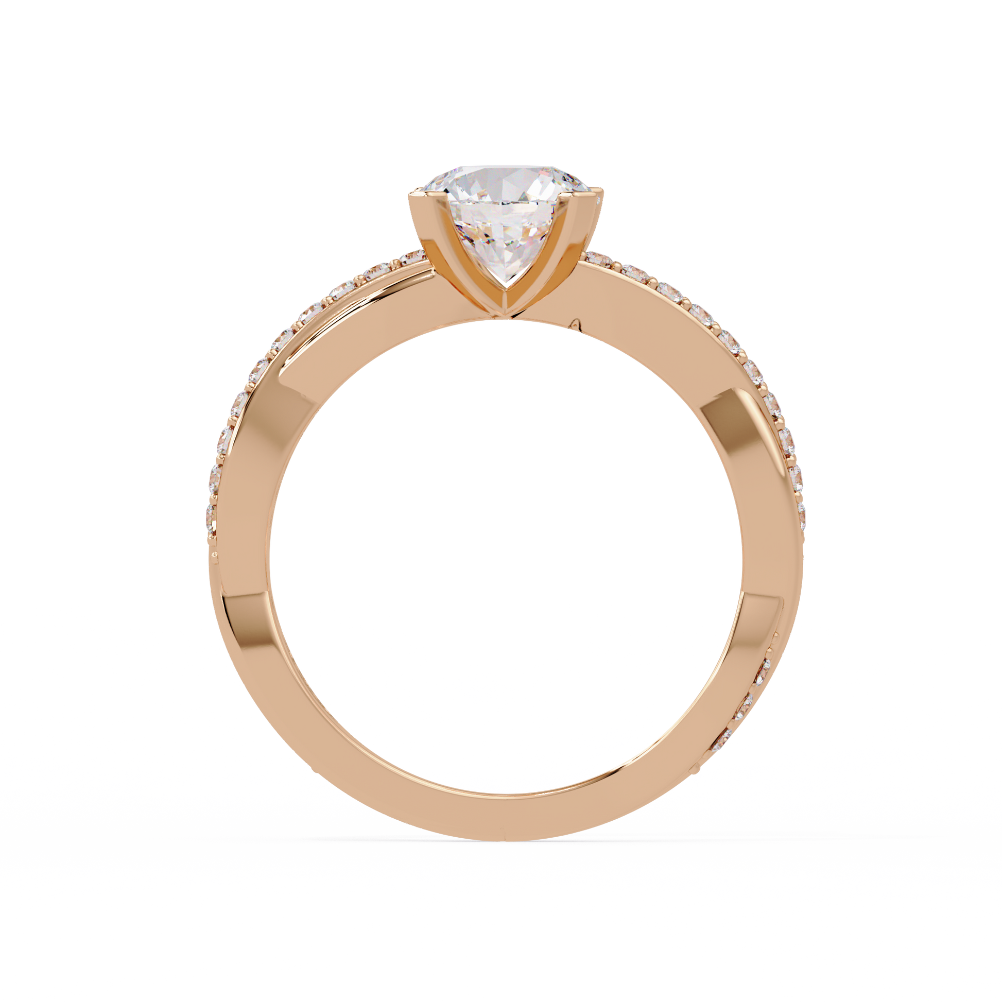 Round Cut Lab Grown Diamond Twisted Ring