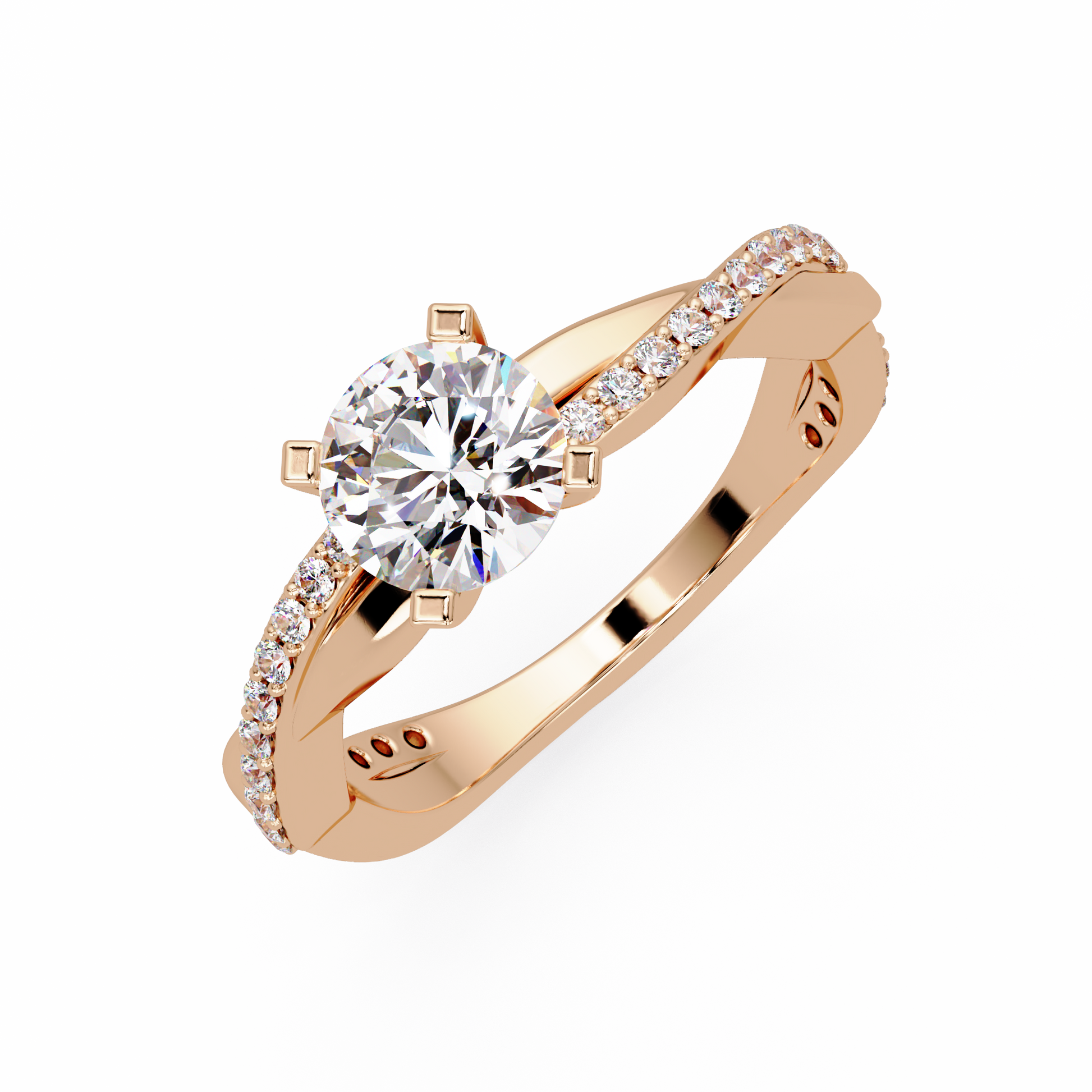 Round Cut Lab Grown Diamond Twisted Ring