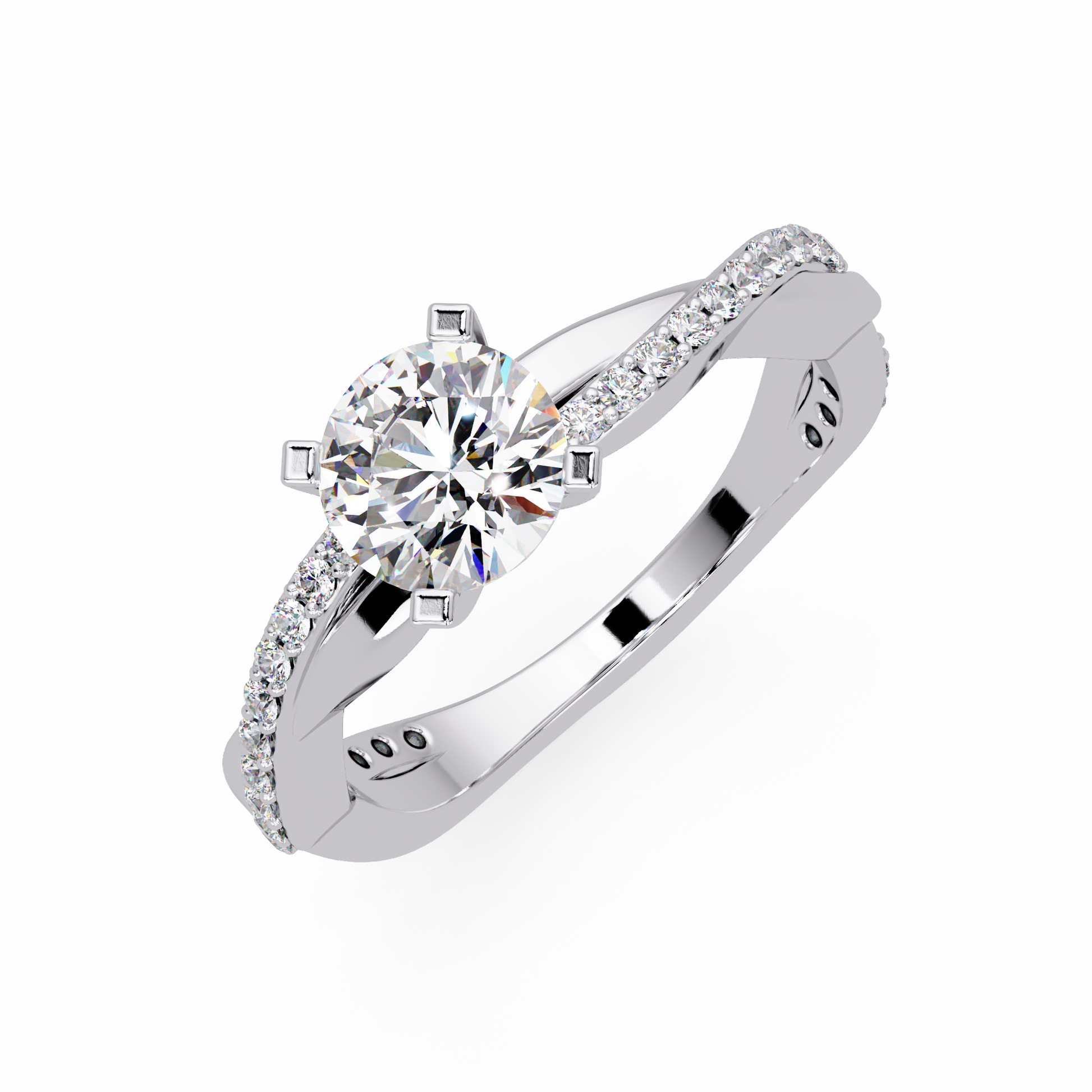 Round Cut Lab Grown Diamond Twisted Ring