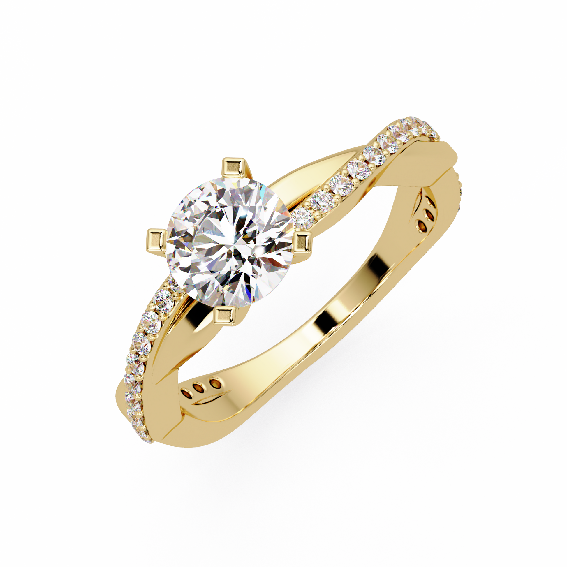 Round Cut Lab Grown Diamond Twisted Ring