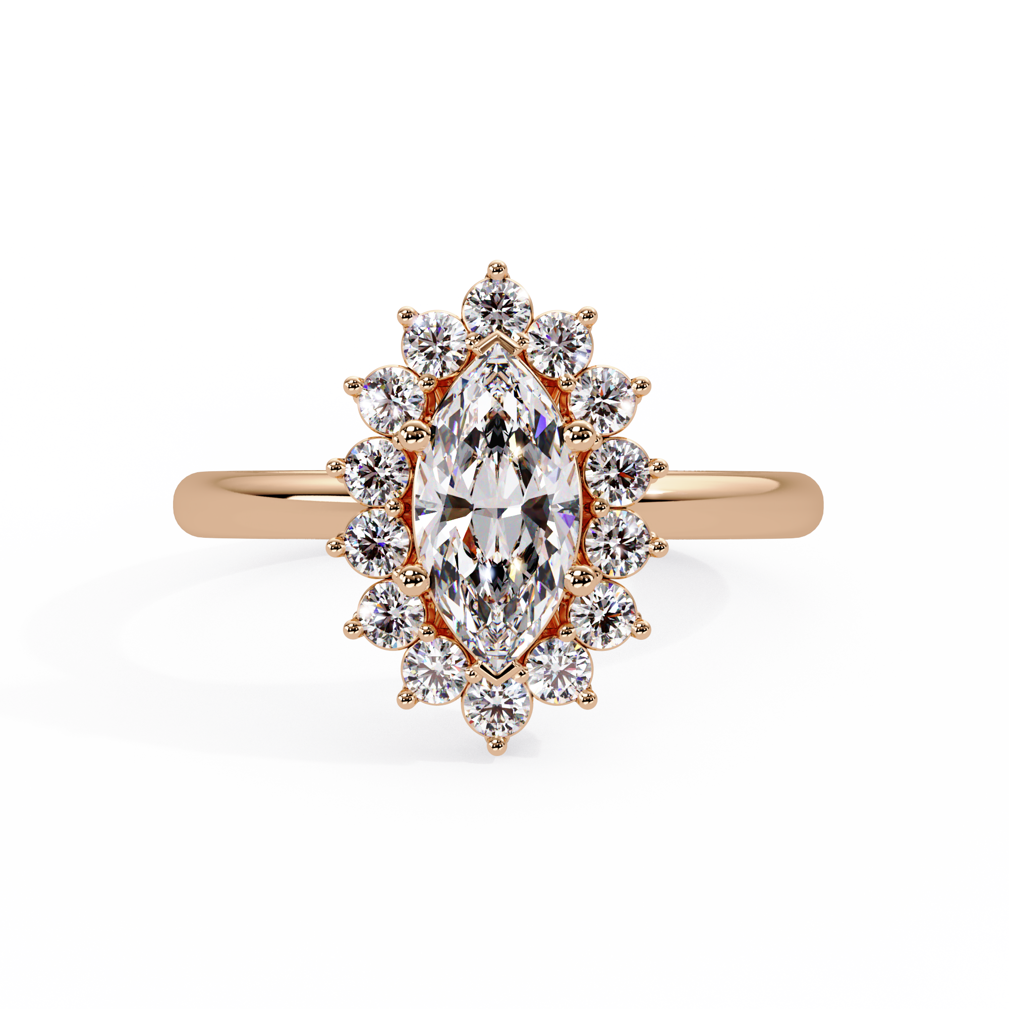 Marquise Cut Lab Grown Ring in Halo Setting