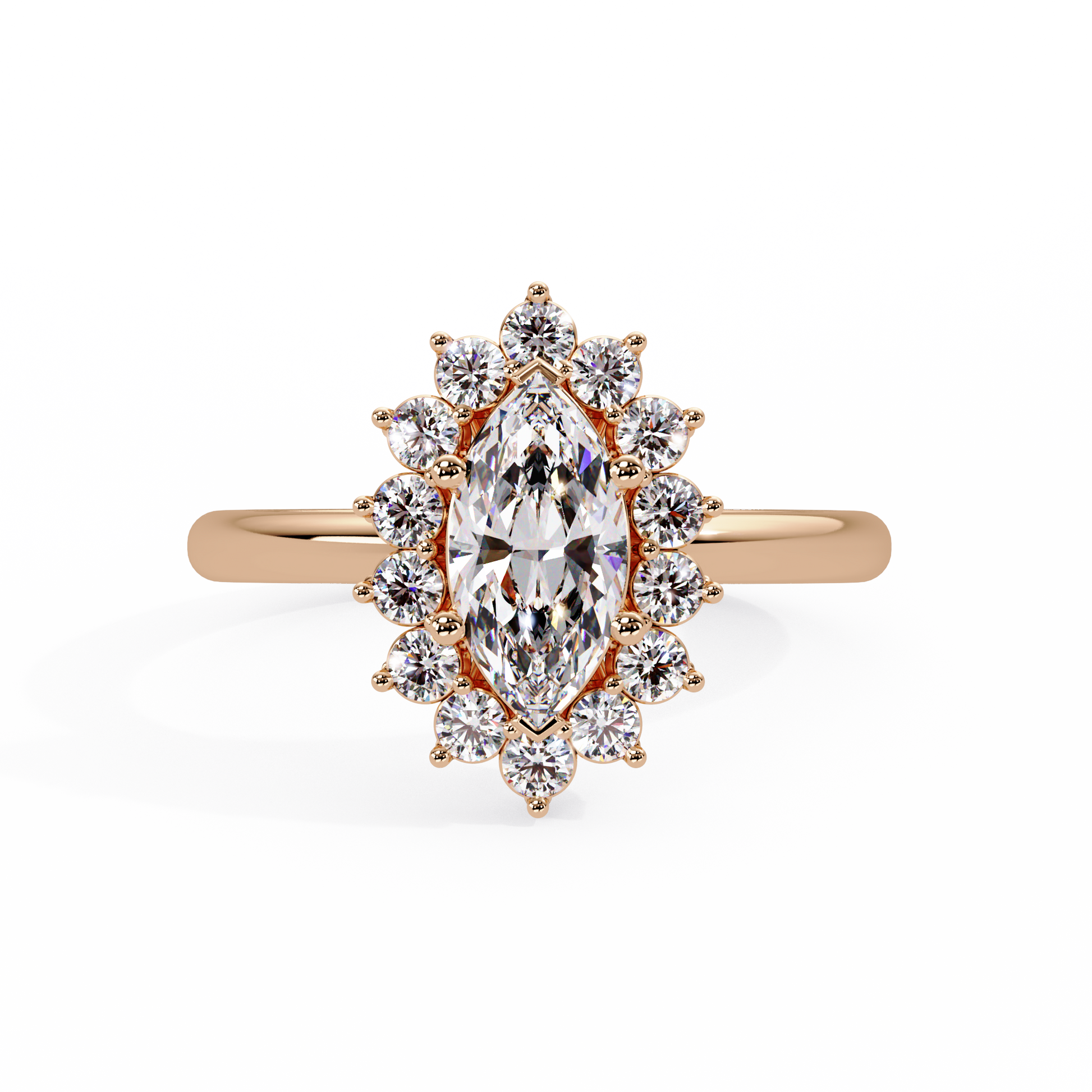 Marquise Cut Lab Grown Ring in Halo Setting