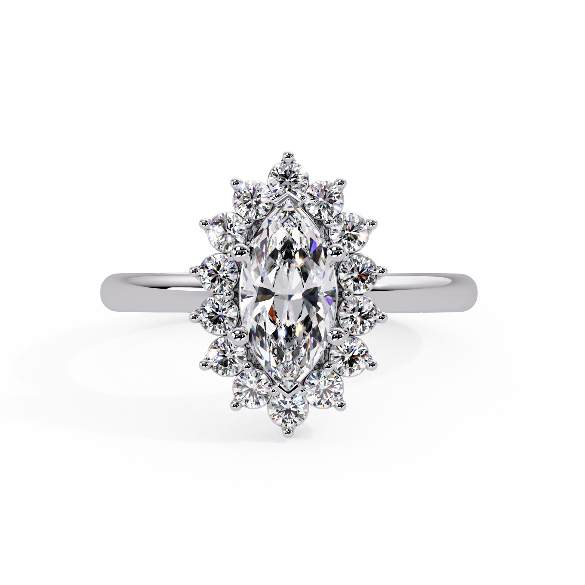 Marquise Cut Lab Grown Ring in Halo Setting